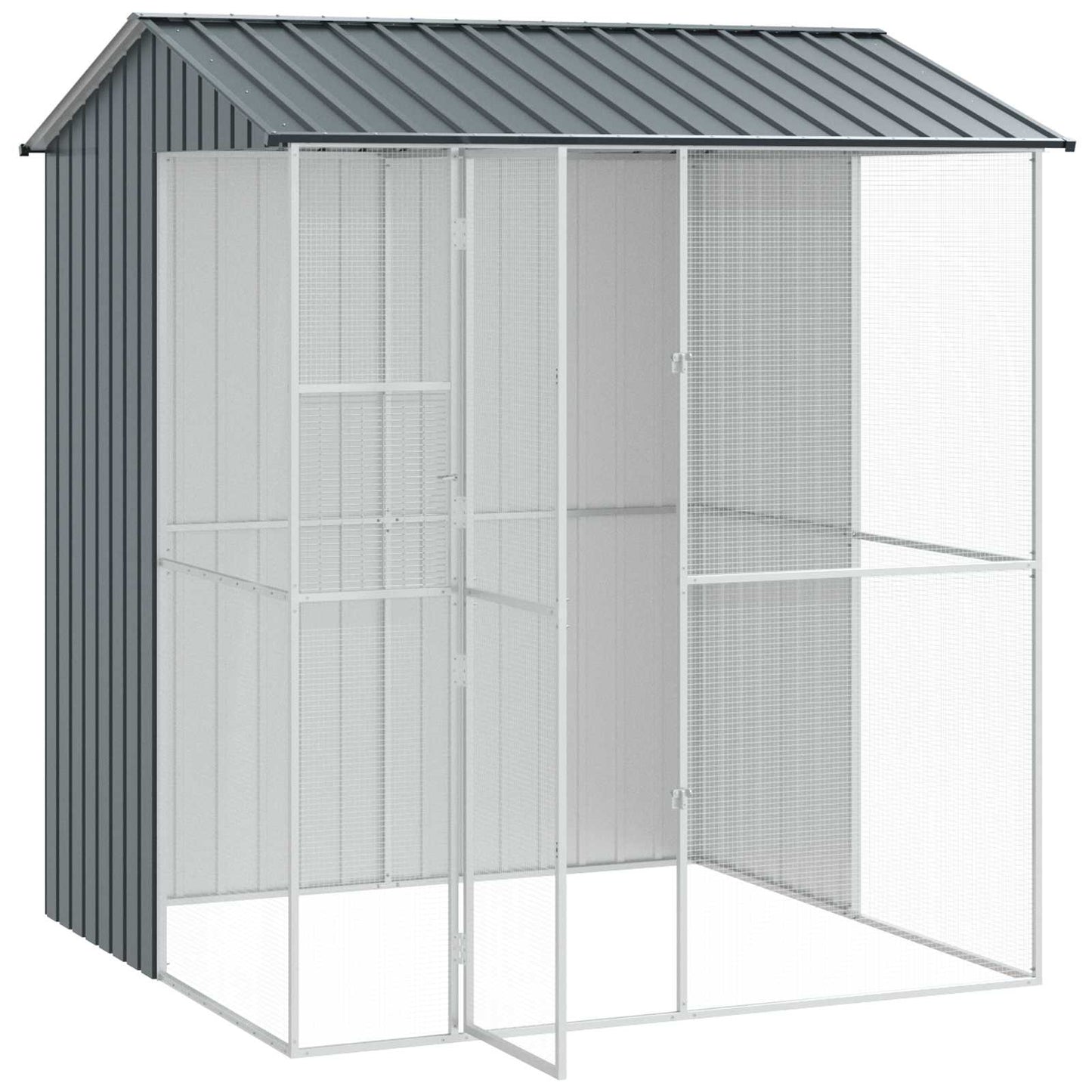 vidaXL Κλουβί Πουλιών Ανθρακί 215x210x247 εκ Χάλυβας