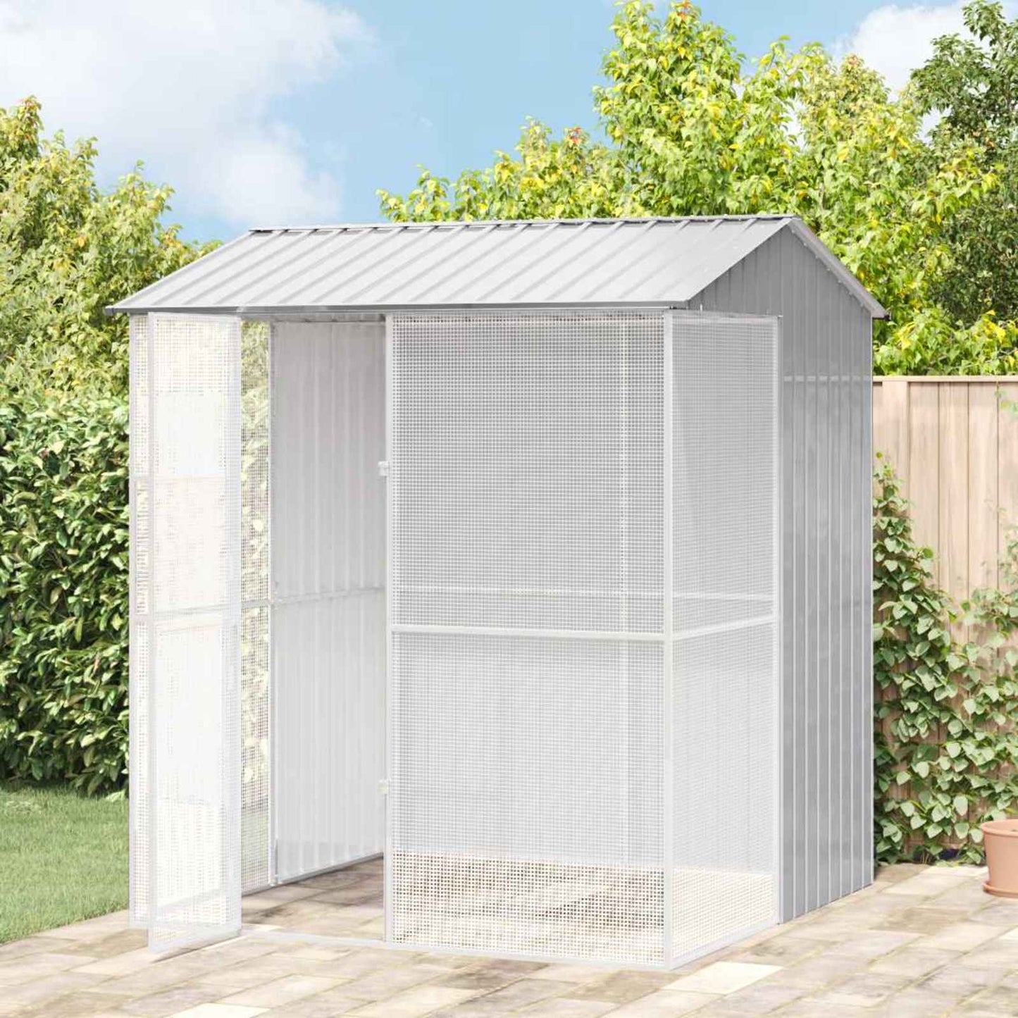 vidaXL Κλουβί Πουλιών Γκρι 215x210x247 εκ Χάλυβας