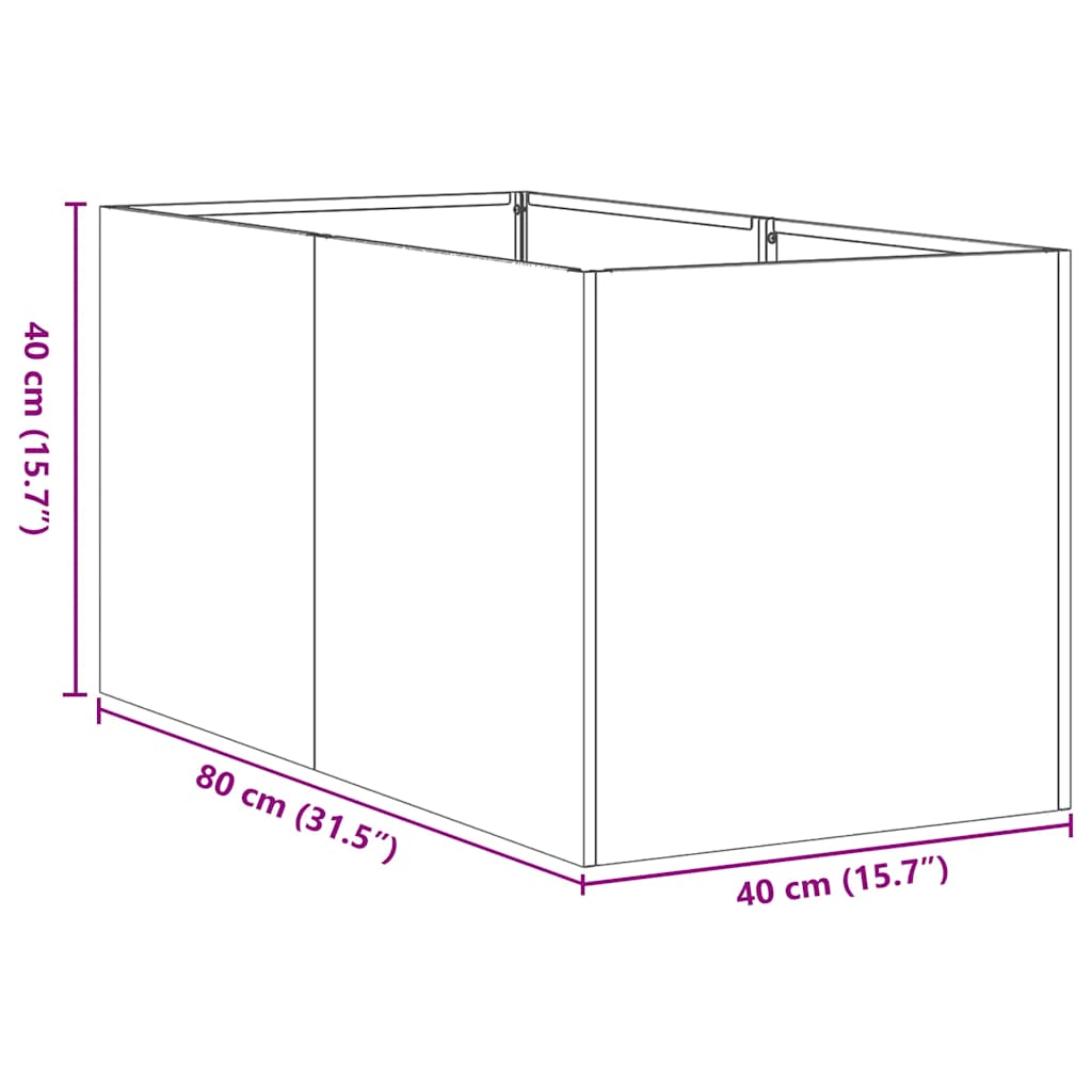 vidaXL Ζαρντινιέρα Λευκή 40x80x40 εκ. από Χάλυβα Ψυχρής Έλασης