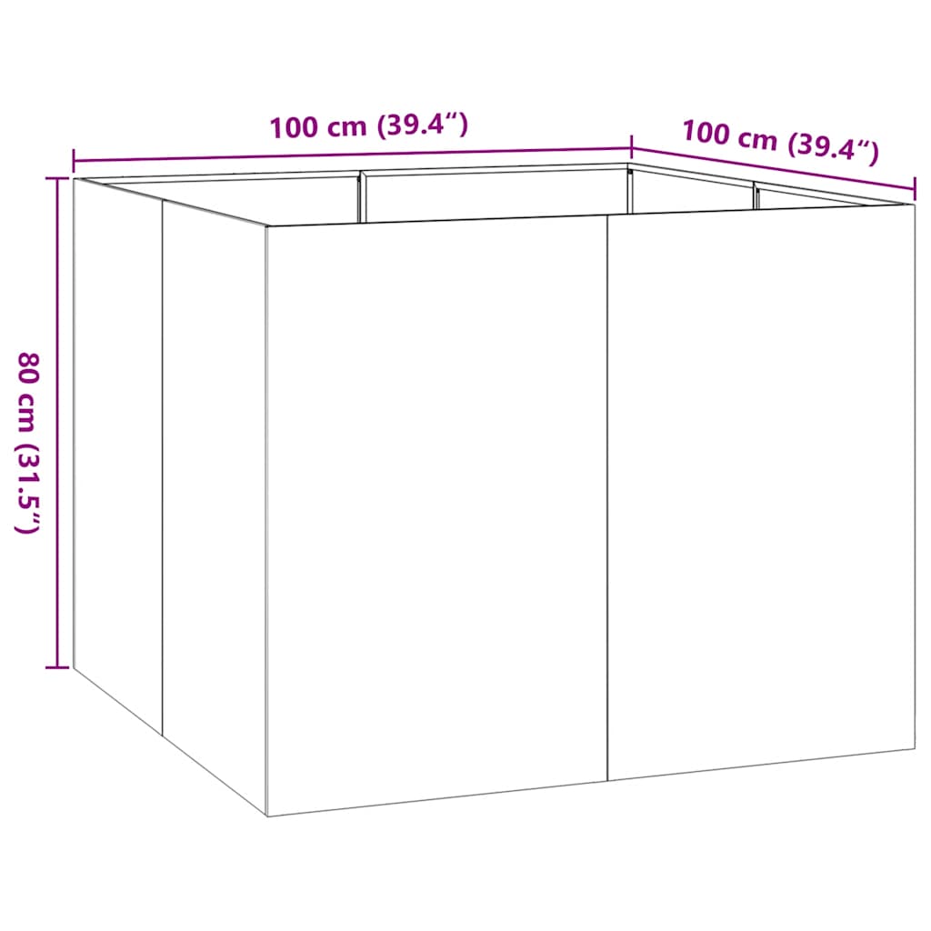 vidaXL Ζαρντινιέρα 100x100x80 εκ. από Ανοξείδωτο Ατσάλι