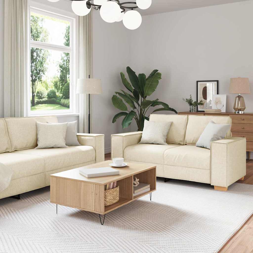 vidaXL Σετ Καναπέ 3 pcs Μπεζ 220 x 80 x 84 εκ Ύφασμα μείγματος λινών