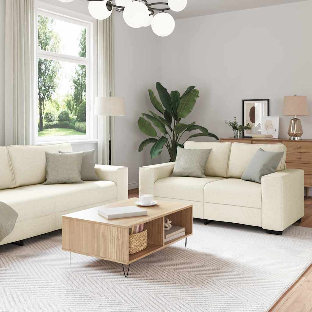 vidaXL Καναπές 3 pcs Μπεζ 221 x 80 x 82 εκ Ύφασμα μείγματος λινών