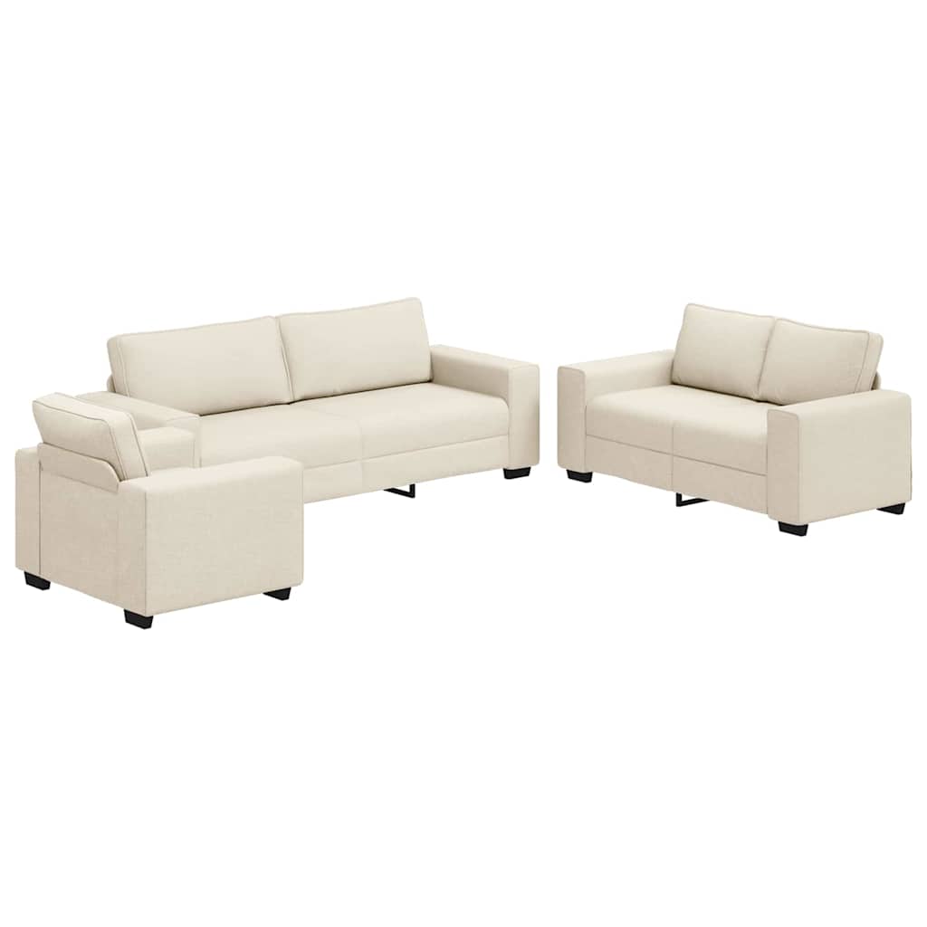 vidaXL Καναπές 3 pcs Μπεζ 221 x 80 x 82 εκ Ύφασμα μείγματος λινών