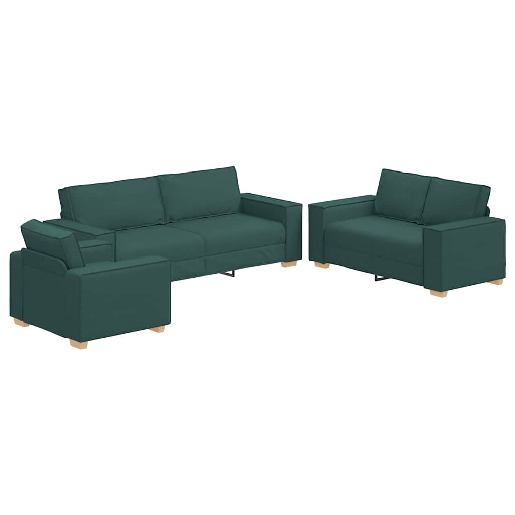 vidaXL Καναπές 3 pcs Σκούρο Πράσινο 220 x 80 x 84 εκ