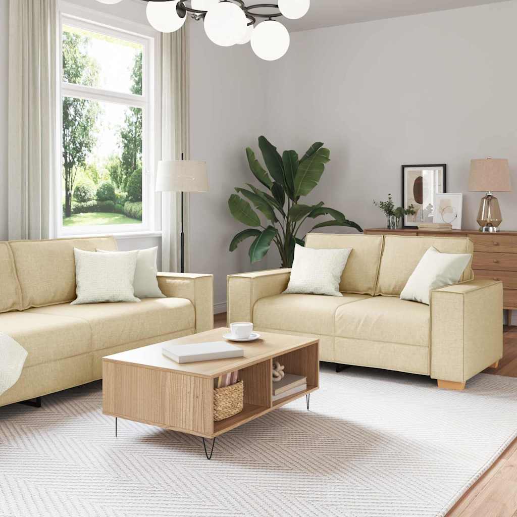 vidaXL Καναπές 3 pcs Κρεμ 220 x 80 x 84 εκ Ύφασμα μείγματος λινών