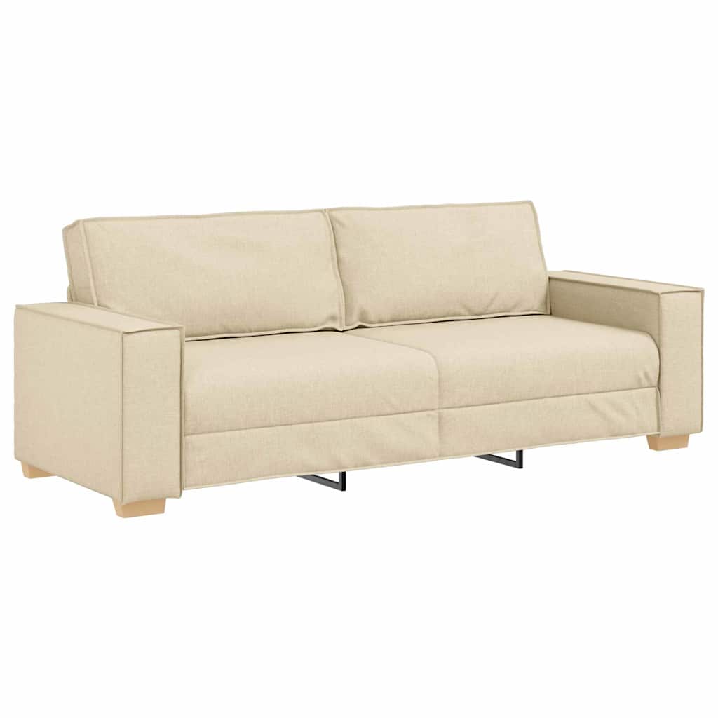 vidaXL Καναπές 3 pcs Κρεμ 220 x 80 x 84 εκ Ύφασμα μείγματος λινών