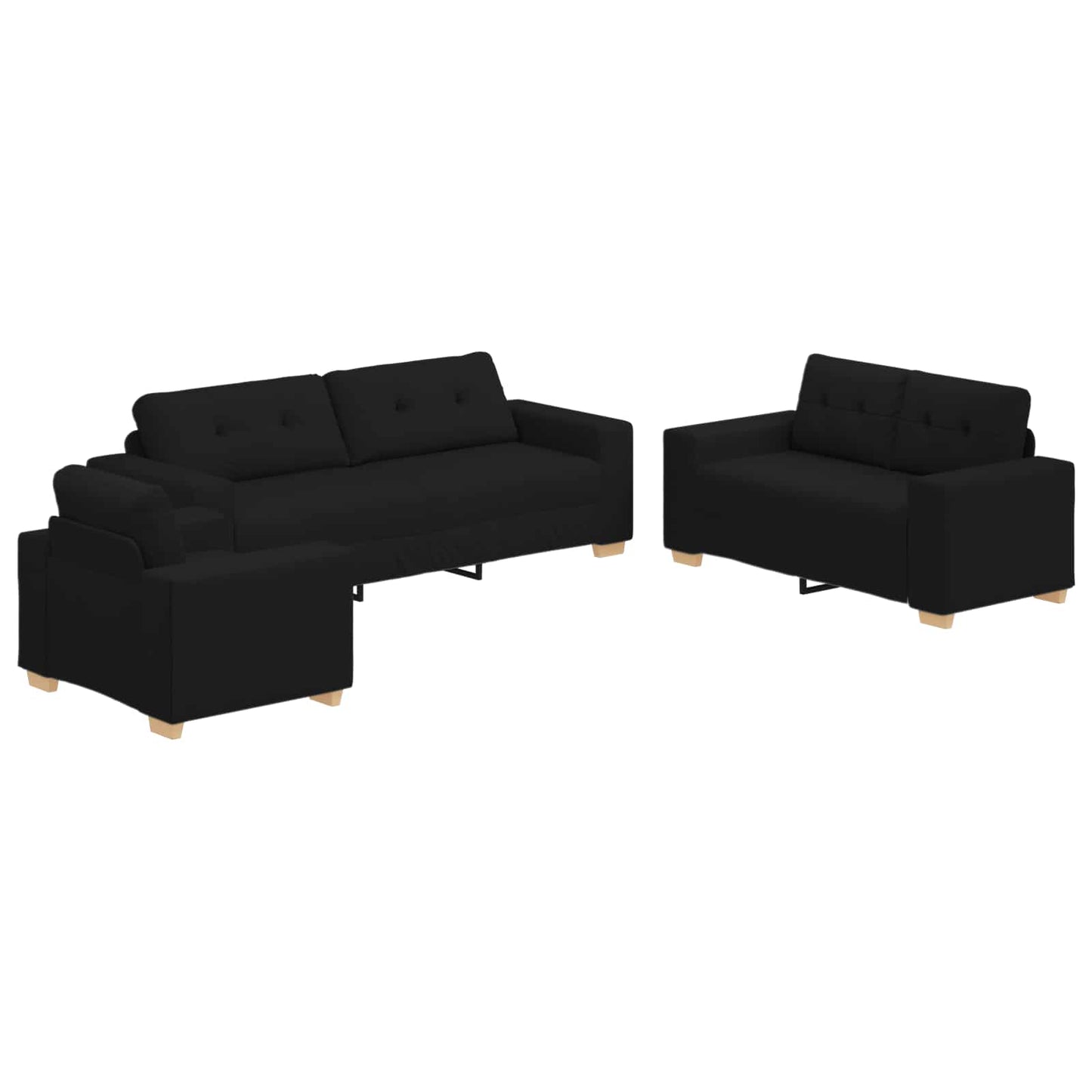 vidaXL Καναπές 3 pcs Μαύρο 221 x 80 x 80 εκ Ύφασμα μείγματος λινών