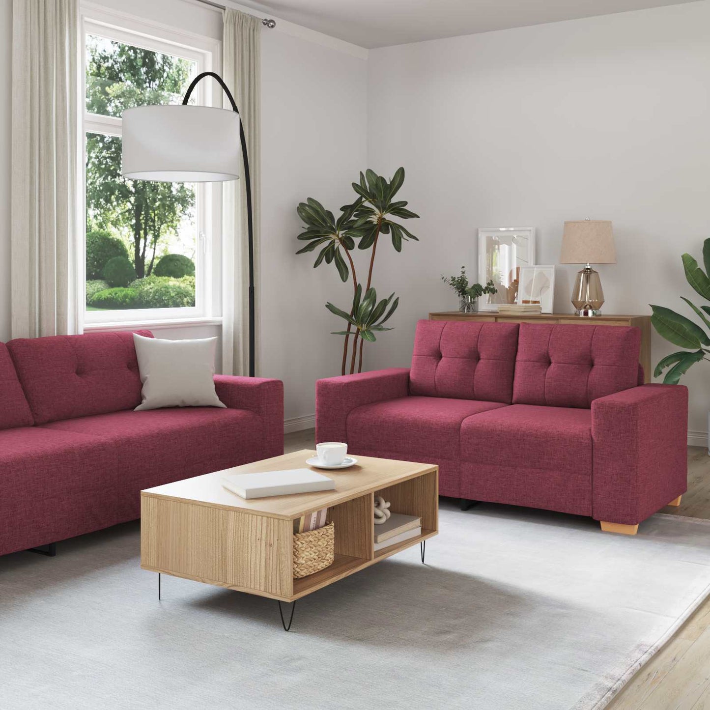vidaXL Καναπές 3 pcs Κόκκινο Άνεμο 221 x 80 x 80 εκ