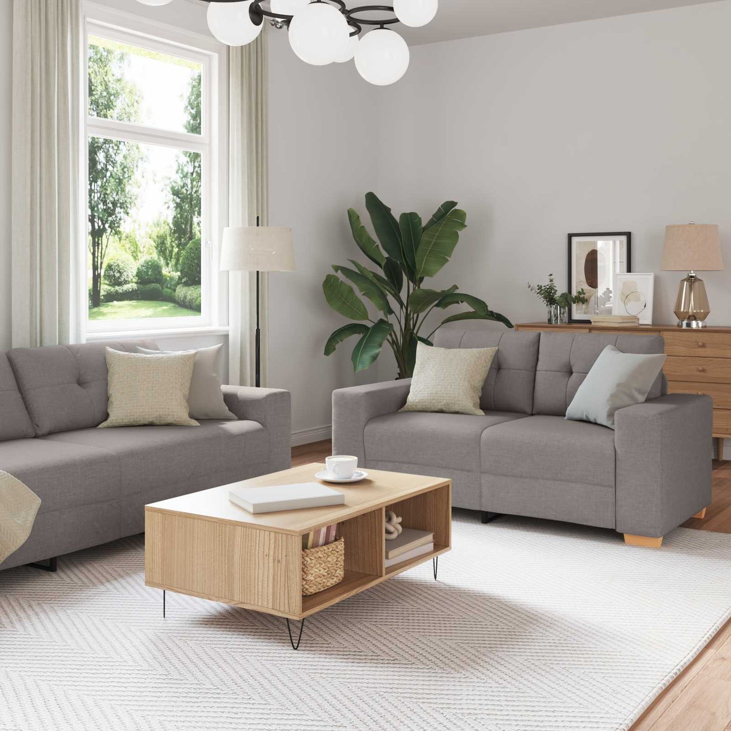 vidaXL Καναπές 3 pcs Taupe 221 x 80 x 80 εκ Ύφασμα μείγματος λινών