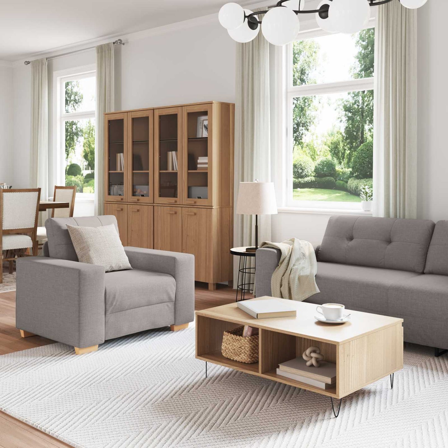 vidaXL Καναπές 3 pcs Taupe 221 x 80 x 80 εκ Ύφασμα μείγματος λινών