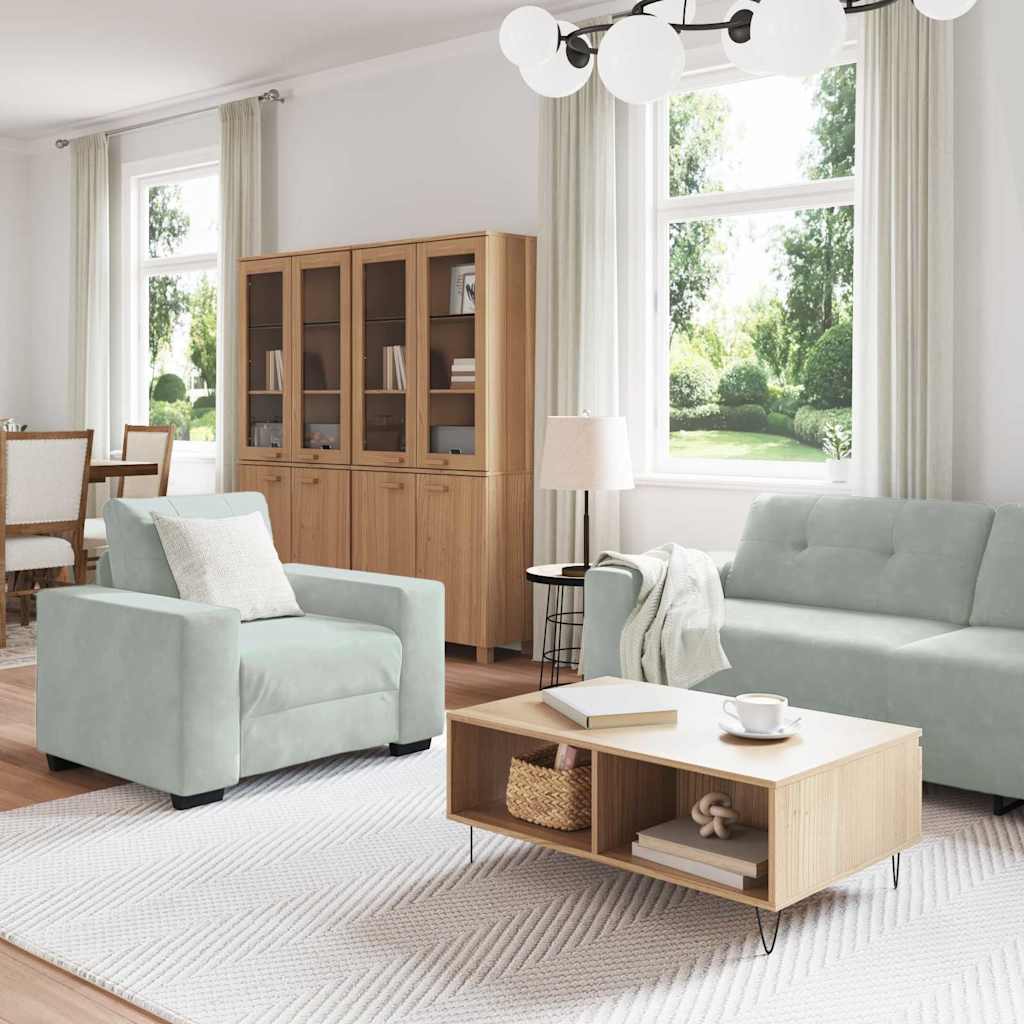 vidaXL Σετ Καναπέ 3 pcs Ανοιχτό γκρι 221 x 80 x 80 εκ Βελούδο