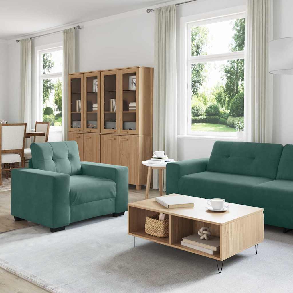 vidaXL Σετ Καναπέ 3 pcs Σκούρο Πράσινο 221 x 80 x 80 εκ Βελούδο
