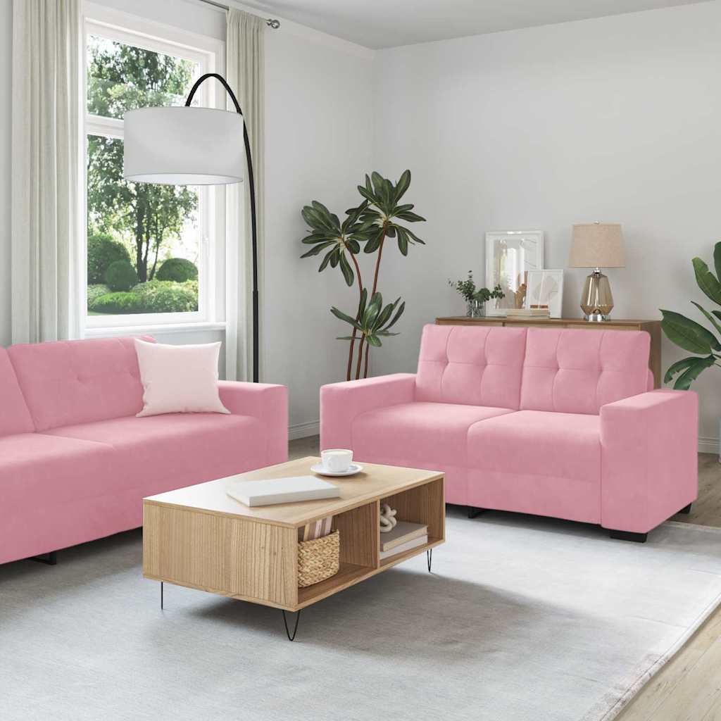 vidaXL Σετ Καναπέ 3 pcs Ροζ 221 x 80 x 80 εκ Βελούδο