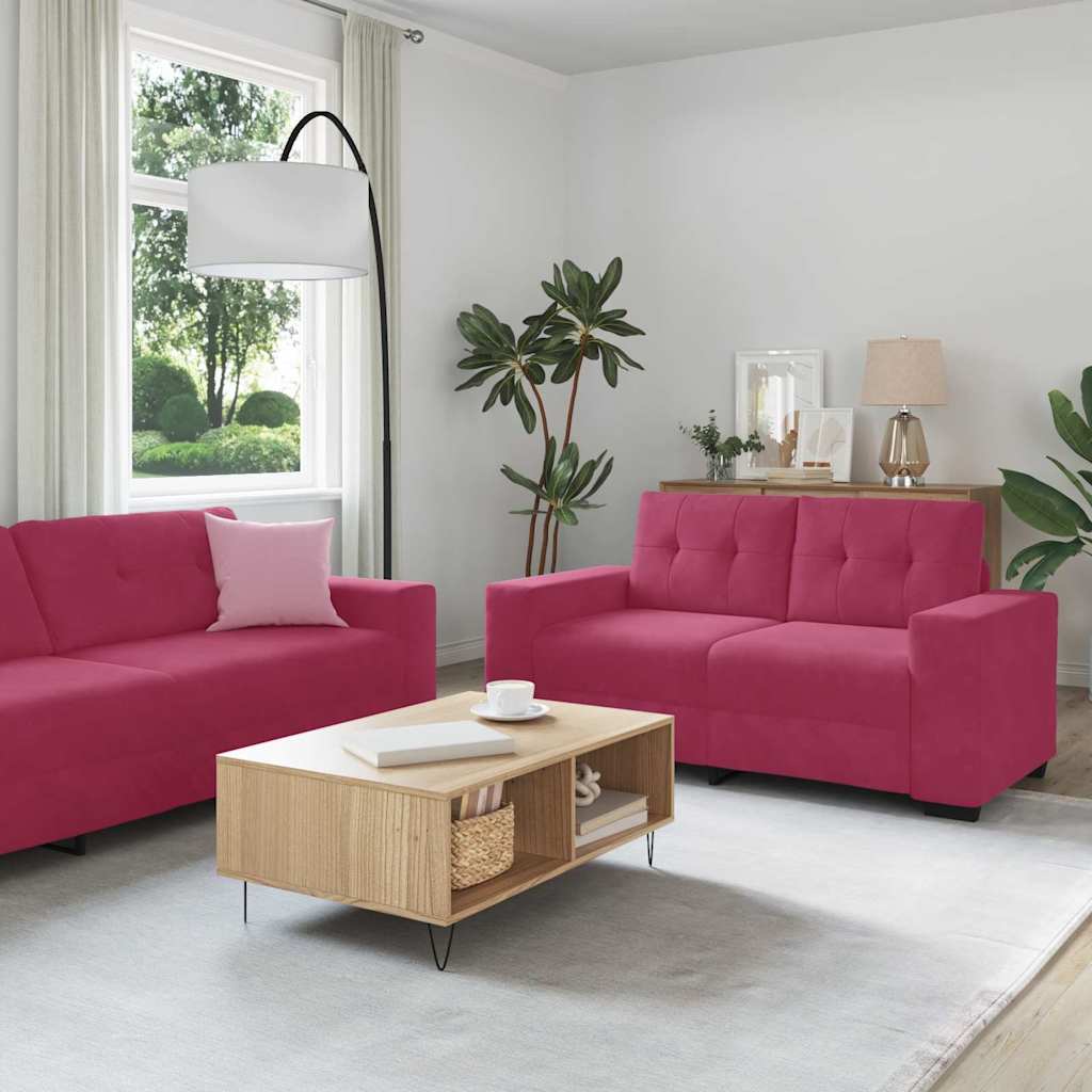 vidaXL Σετ Καναπέ 3 pcs Κόκκινο Άνεμο 221 x 80 x 80 εκ Βελούδο