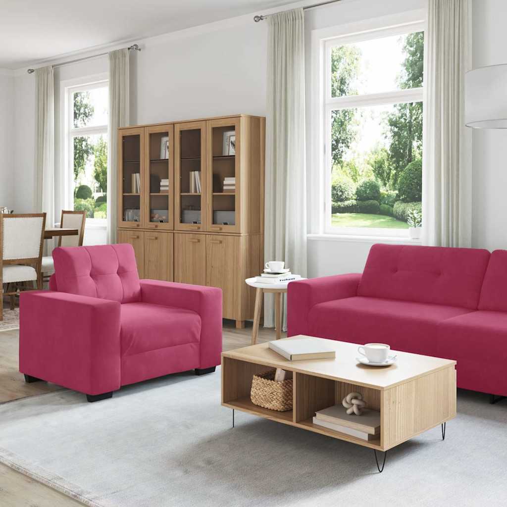 vidaXL Σετ Καναπέ 3 pcs Κόκκινο Άνεμο 221 x 80 x 80 εκ Βελούδο