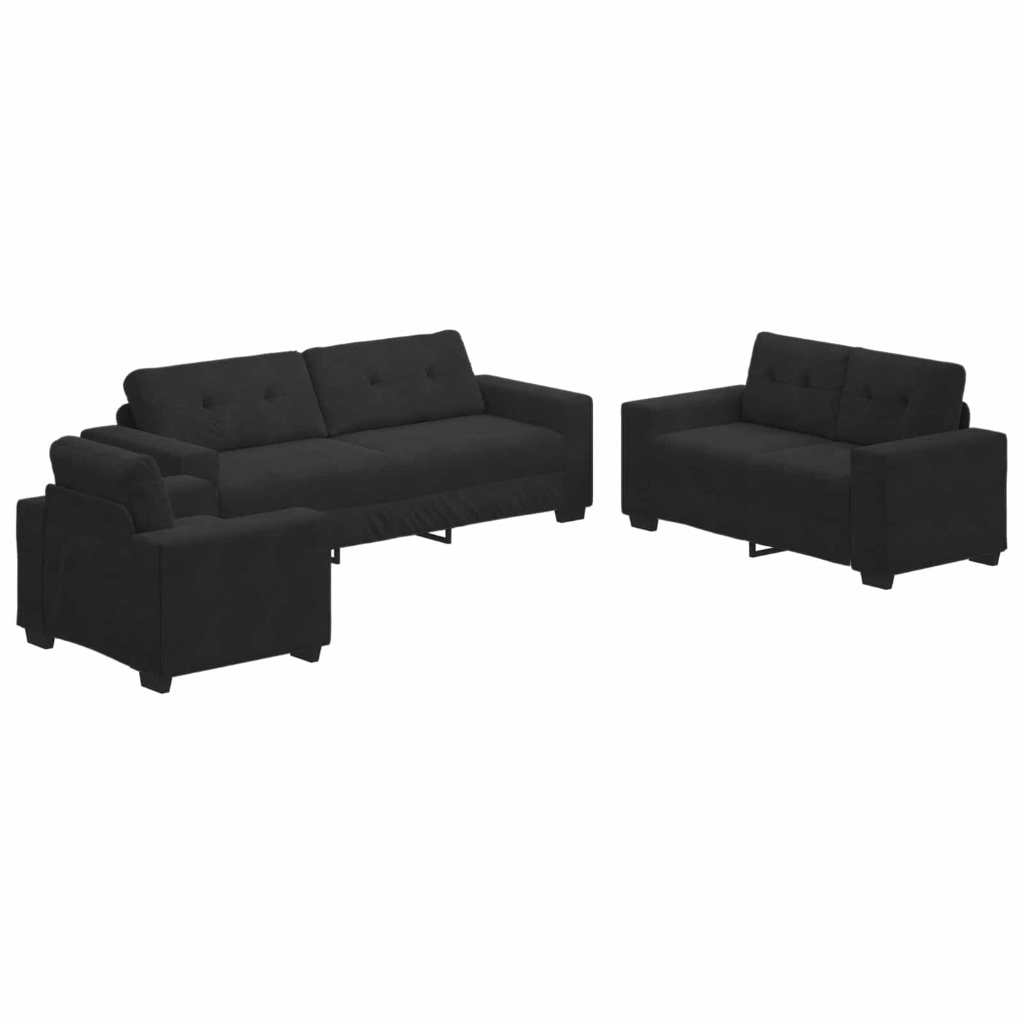 vidaXL Σετ Καναπέ 3 pcs Μαύρο 221 x 80 x 80 εκ Βελούδο
