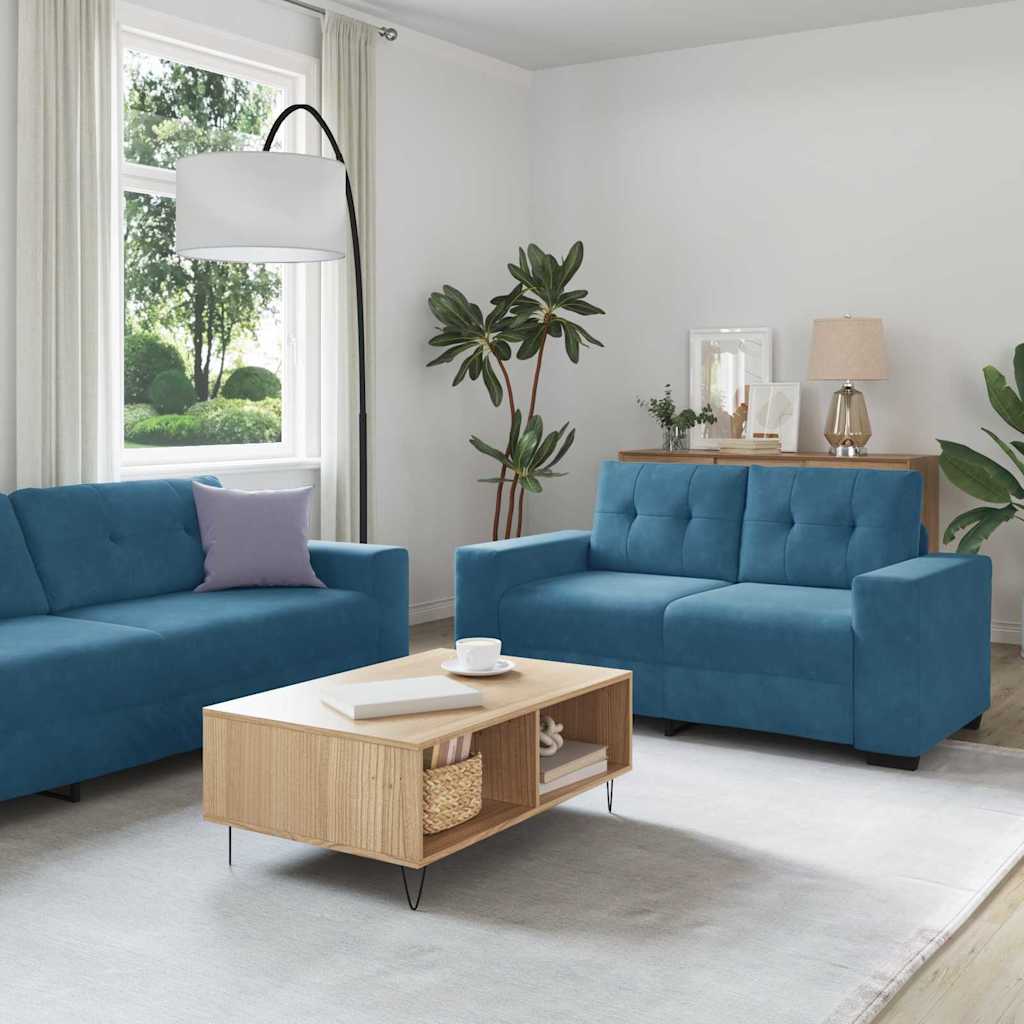 vidaXL Σετ Καναπέ 3 pcs Μπλε 221 x 80 x 80 εκ Βελούδο