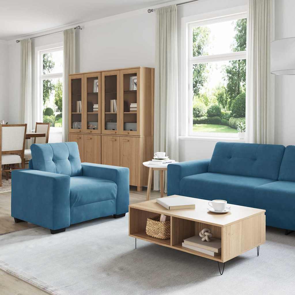 vidaXL Σετ Καναπέ 3 pcs Μπλε 221 x 80 x 80 εκ Βελούδο
