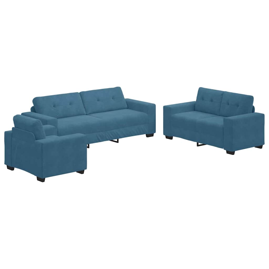 vidaXL Σετ Καναπέ 3 pcs Μπλε 221 x 80 x 80 εκ Βελούδο