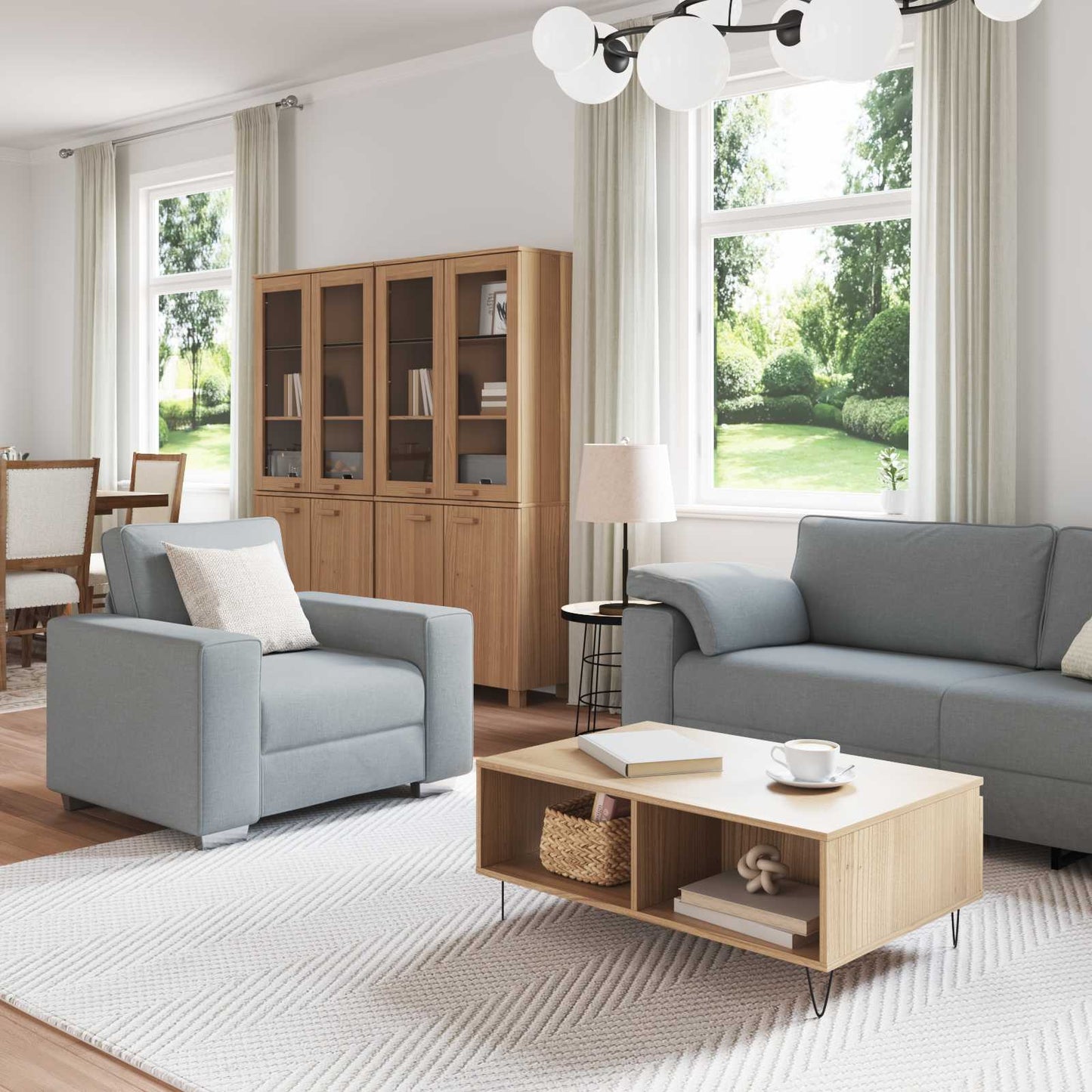 vidaXL Καναπές 3 pcs Ανοιχτό γκρι 219 x 80 x 82 εκ