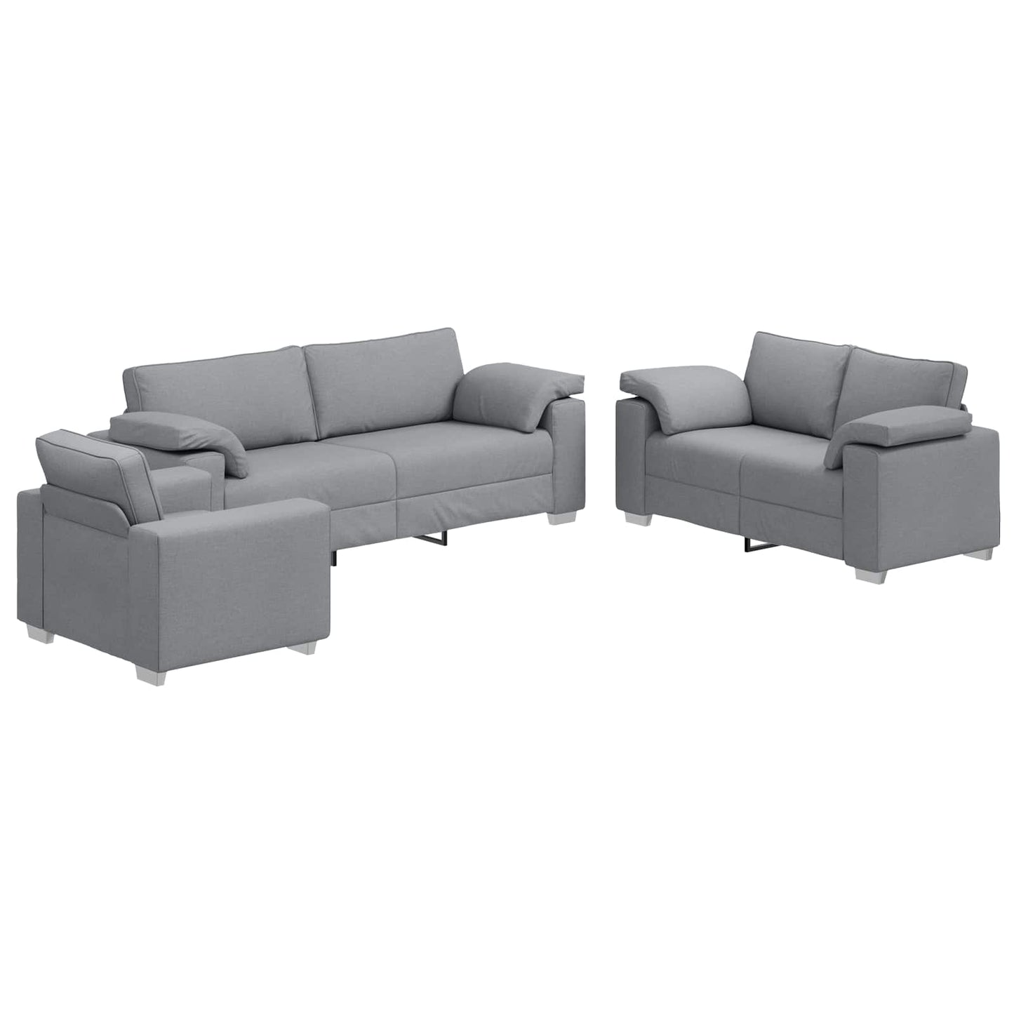 vidaXL Καναπές 3 pcs Ανοιχτό γκρι 219 x 80 x 82 εκ