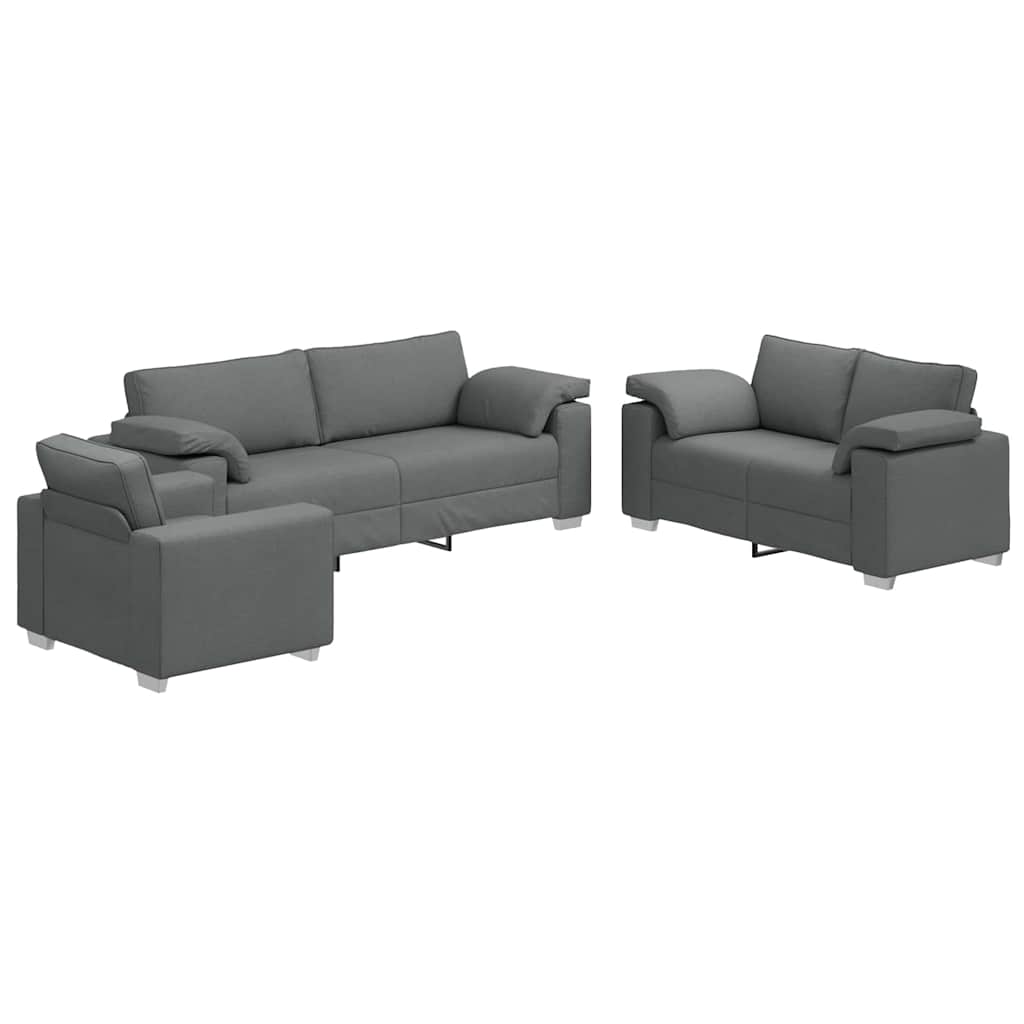 vidaXL Σετ Καναπέ με μαξιλάρι 3 pcs Γκρι 219 x 77 x 82 εκ ύφασμα