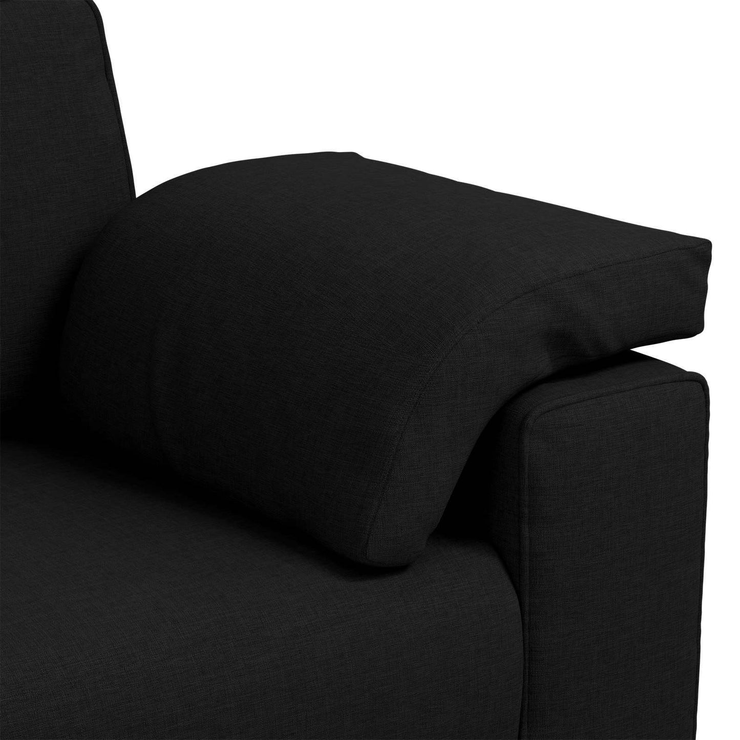 vidaXL Καναπές 3 pcs Μαύρο 219 x 80 x 82 εκ Ύφασμα μείγματος λινών