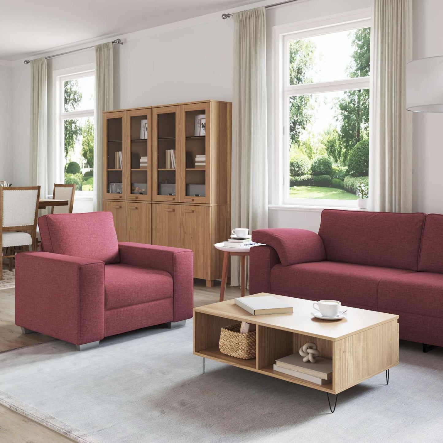 vidaXL Καναπές 3 pcs Κόκκινο Άνεμο 219 x 80 x 82 εκ