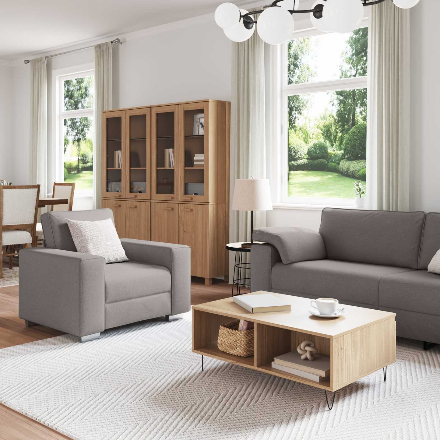 vidaXL Καναπές 3 pcs Taupe 219 x 80 x 82 εκ Ύφασμα μείγματος λινών