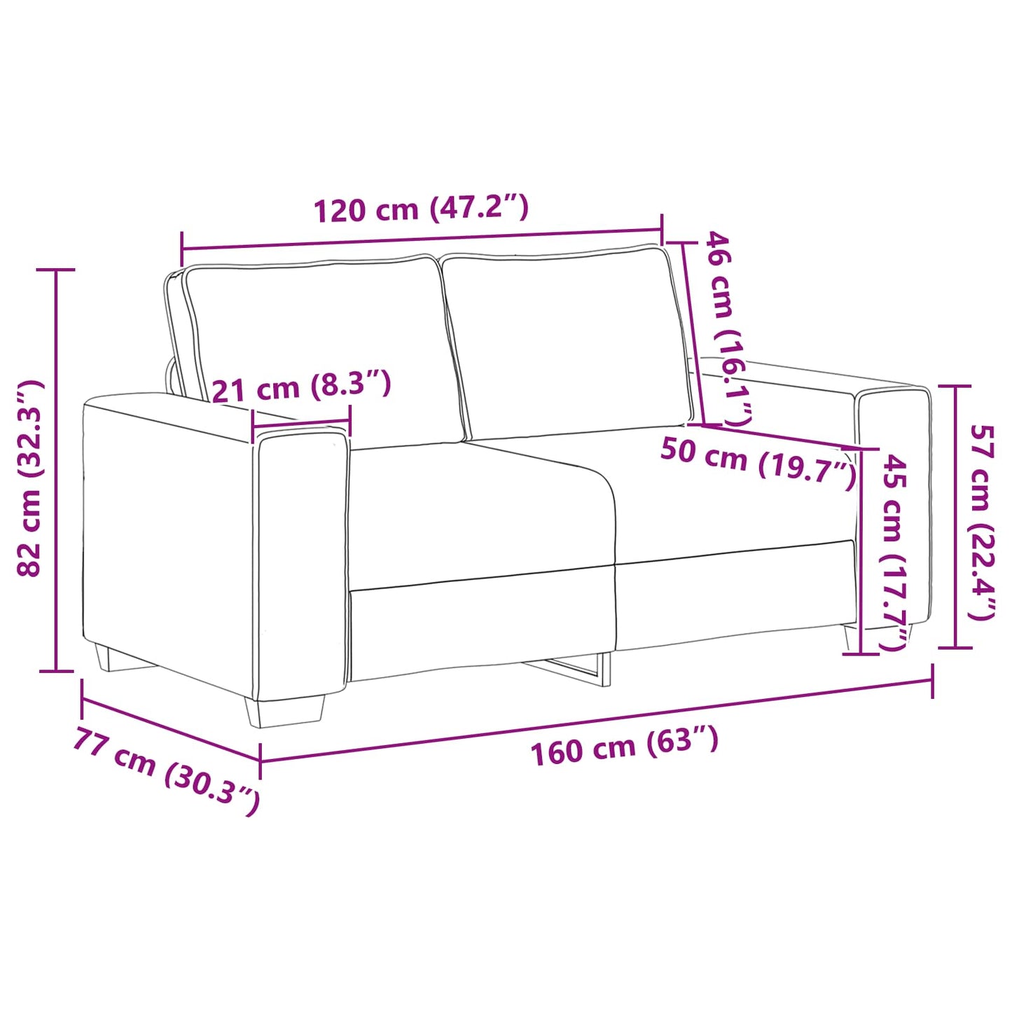vidaXL Καναπές 2 pcs Μπεζ 221 x 80 x 82 εκ Ύφασμα μείγματος λινών