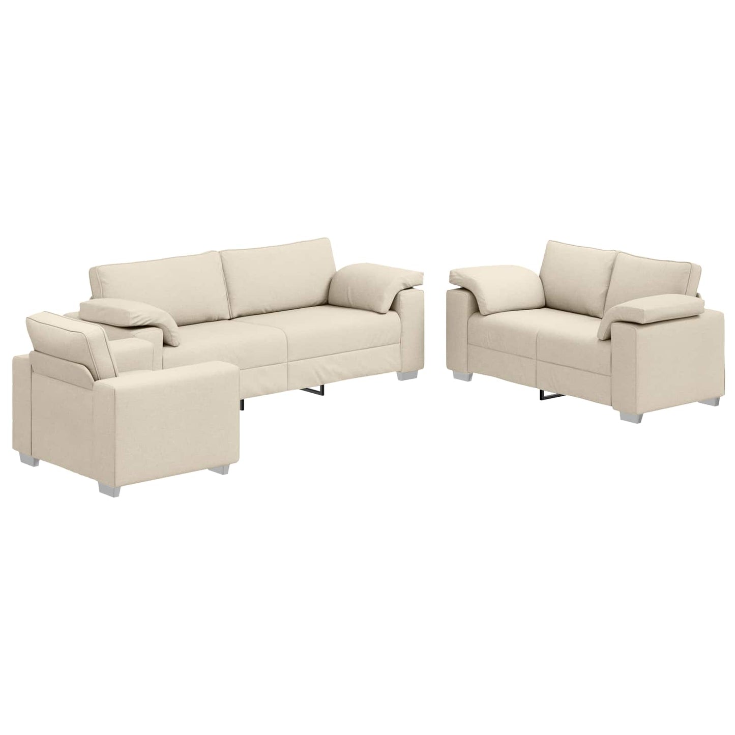 vidaXL Καναπές 2 pcs Μπεζ 219 x 80 x 82 εκ Ύφασμα μείγματος λινών