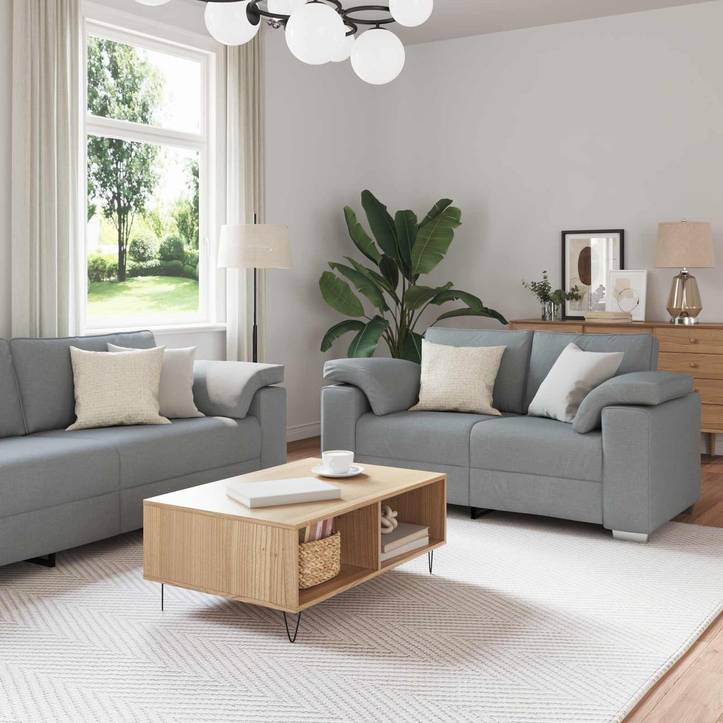 vidaXL Καναπές 2 pcs Ανοιχτό γκρι 219 x 80 x 82 εκ ύφασμα