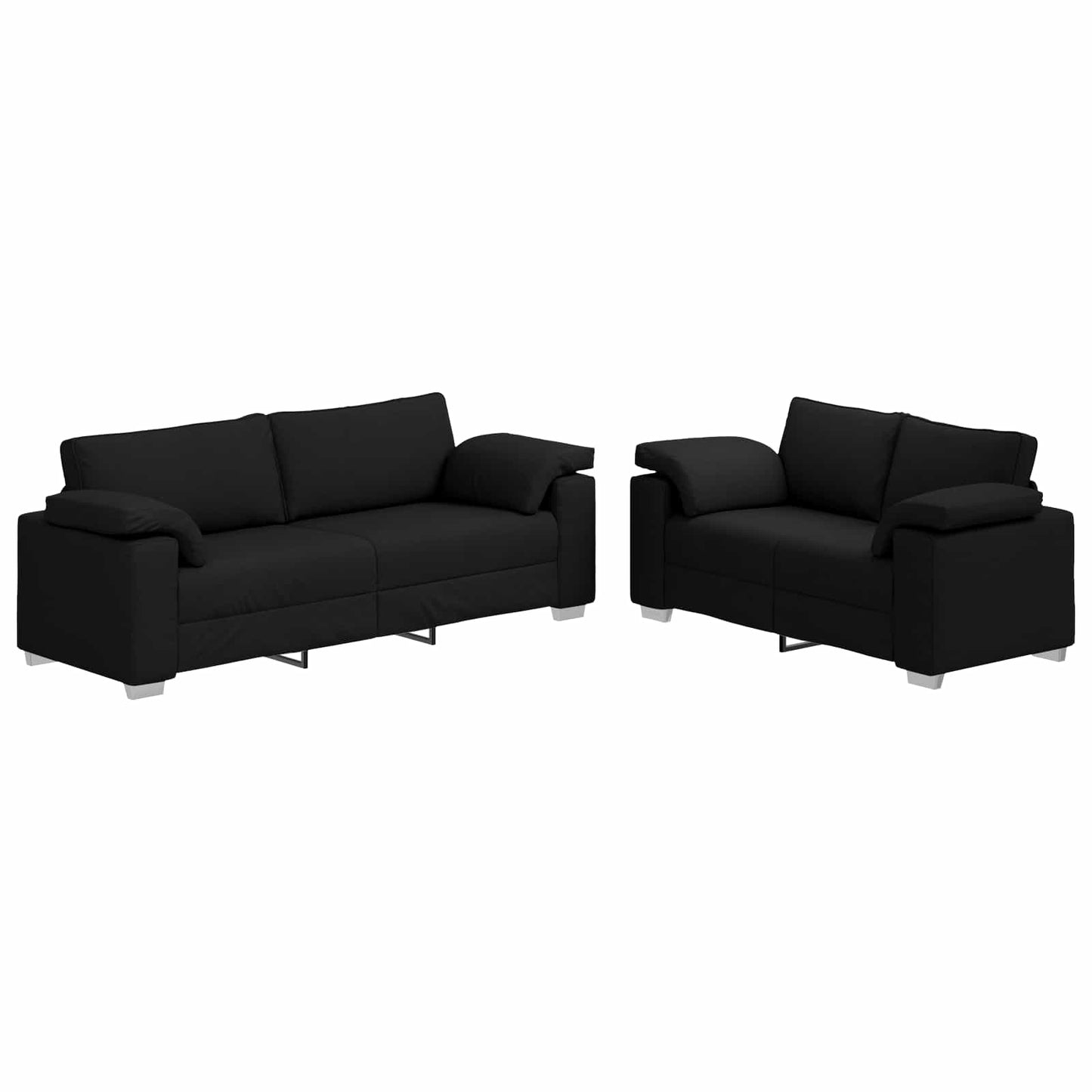vidaXL Καναπές 2 pcs Μαύρο 219 x 80 x 82 εκ ύφασμα