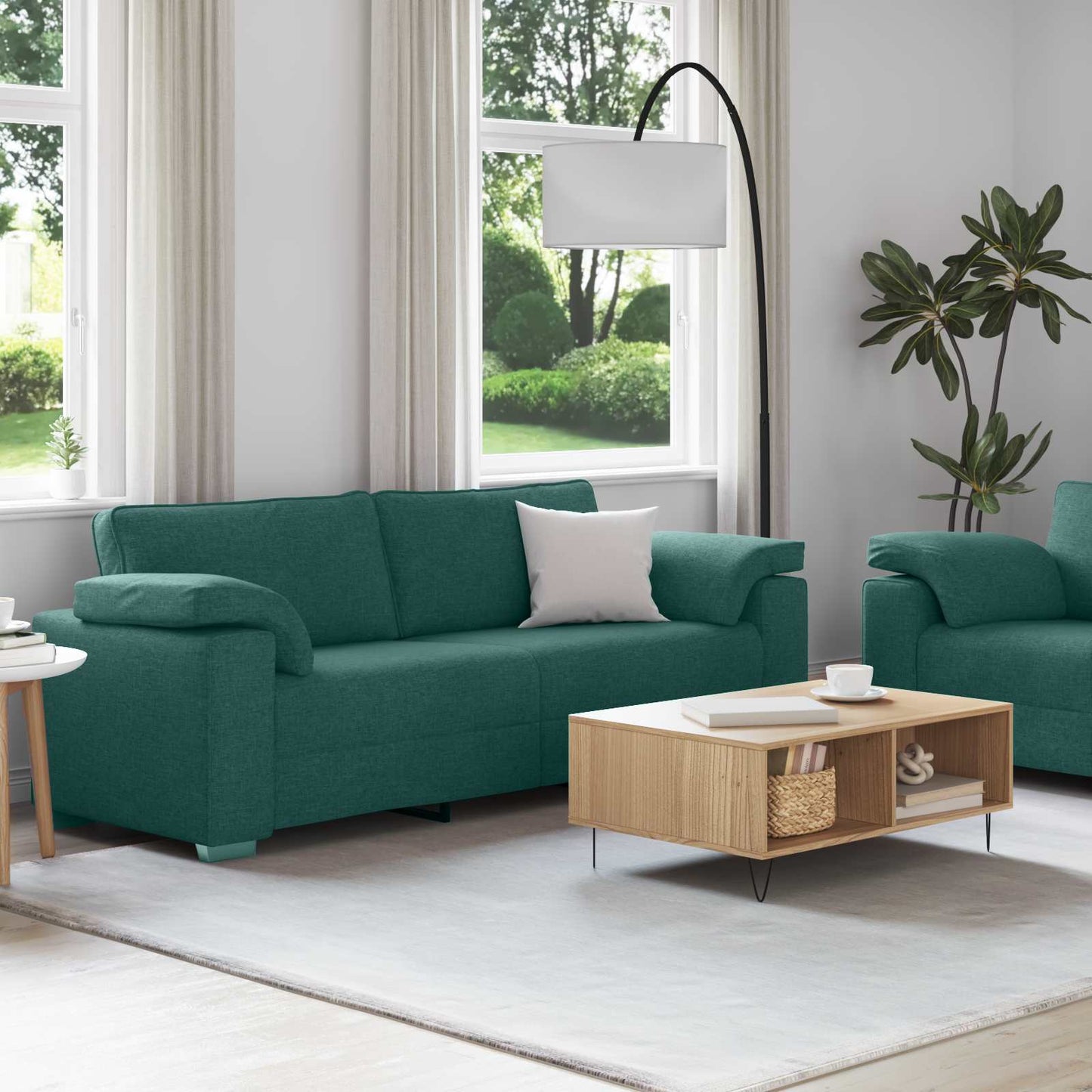 vidaXL Καναπές 2 pcs Σκούρο Πράσινο 219 x 80 x 82 εκ ύφασμα