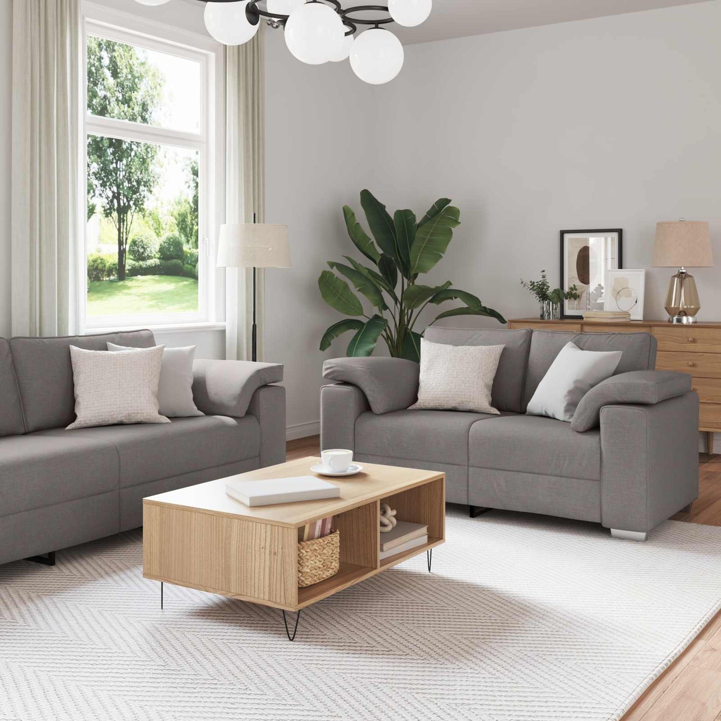 vidaXL Καναπές 2 pcs Taupe 219 x 80 x 82 εκ ύφασμα