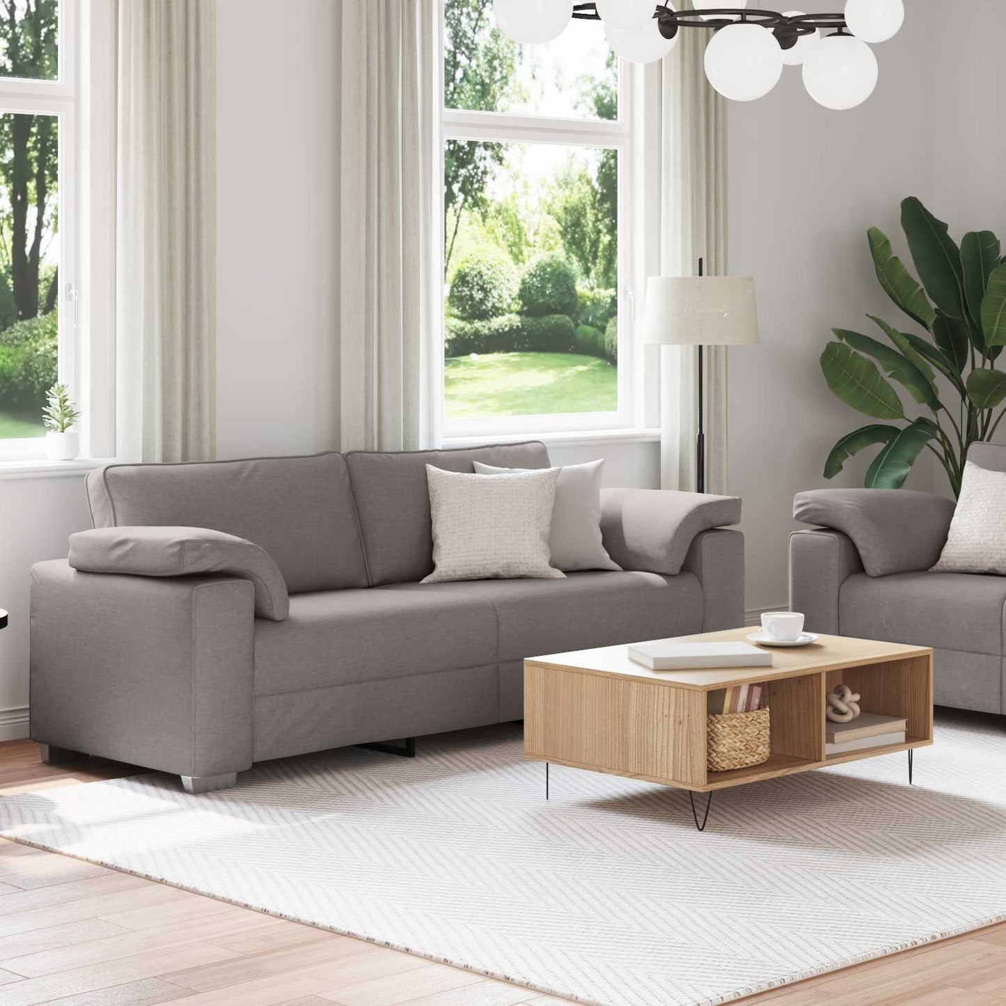 vidaXL Καναπές 2 pcs Taupe 219 x 80 x 82 εκ ύφασμα