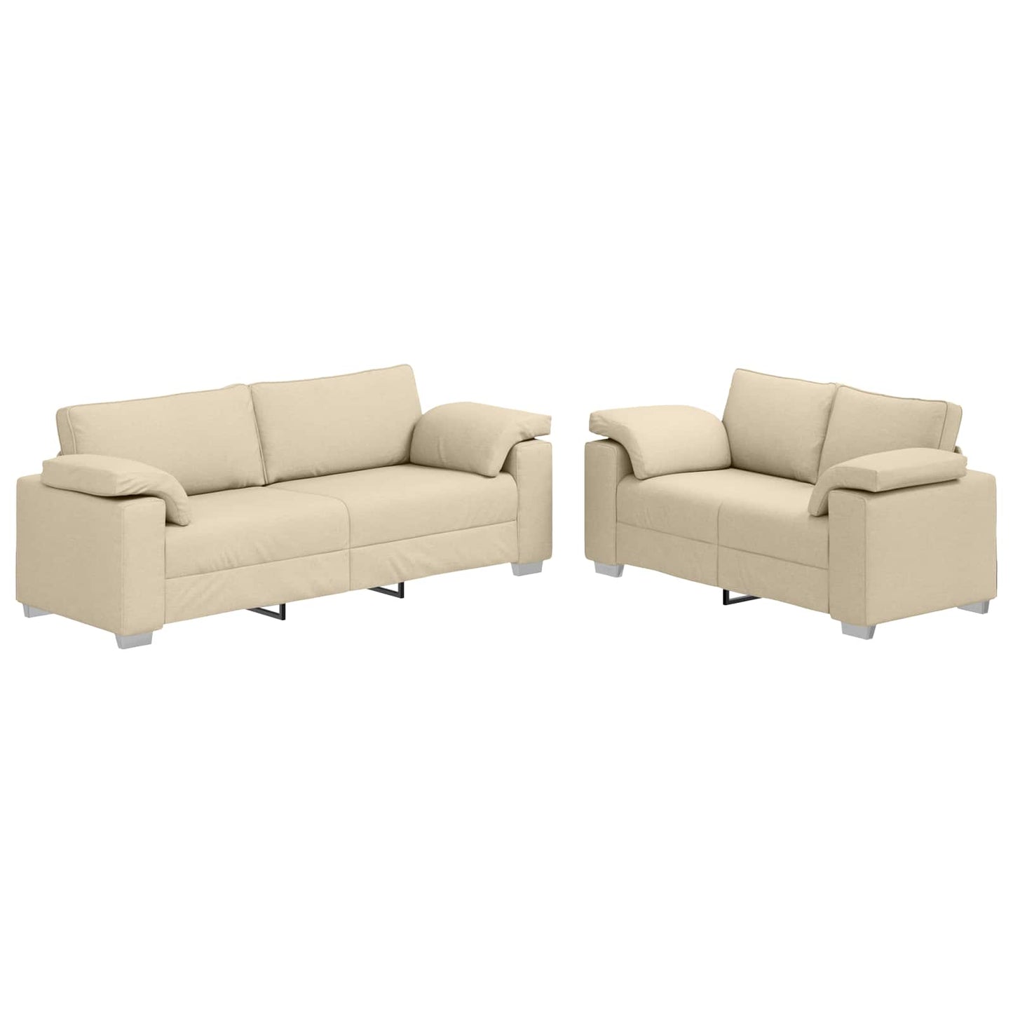 vidaXL Καναπές 2 pcs Κρεμ 219 x 80 x 82 εκ ύφασμα