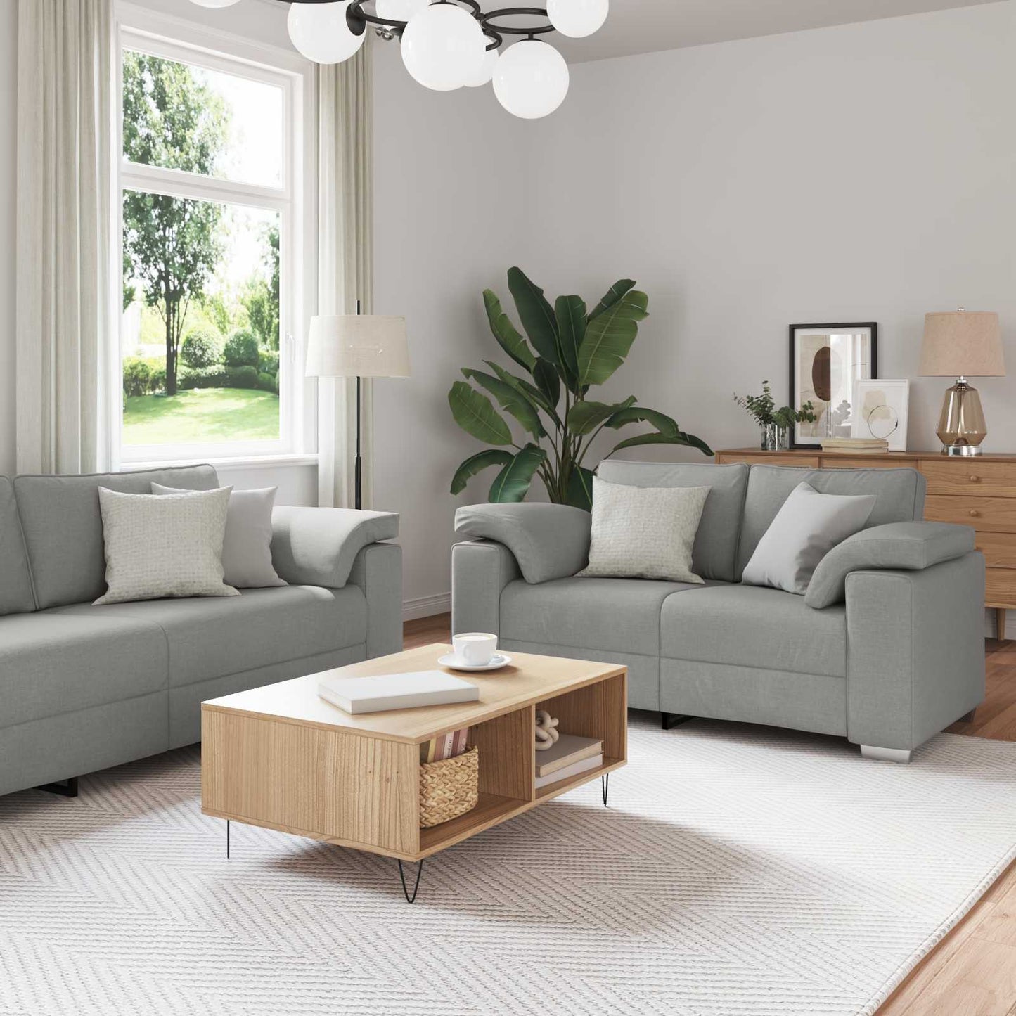 vidaXL Καναπές 2 pcs Σκίουρος Γκρί 219 x 80 x 82 εκ ύφασμα
