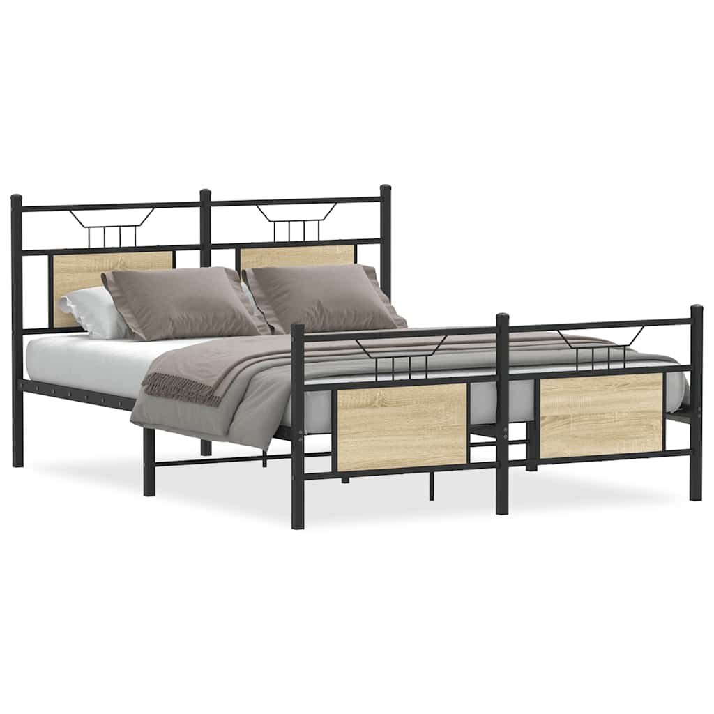 vidaXL Πλαίσιο Κρεβατιού Χωρ. Στρώμα Sonoma Δρυς 150x200εκ. Επ. Ξύλο