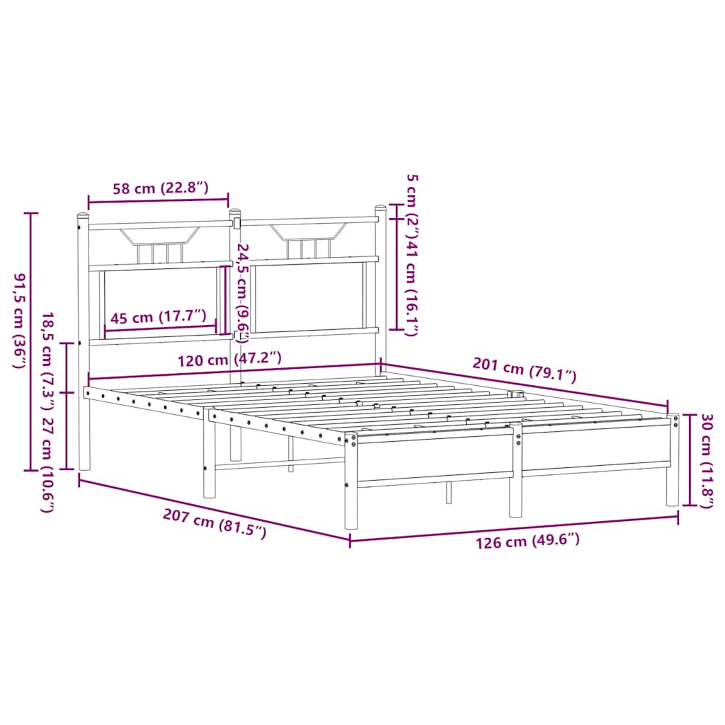 vidaXL Πλαίσιο Κρεβατιού Χωρ. Στρώμα Sonoma Δρυς 120x200εκ. Επ. Ξύλο