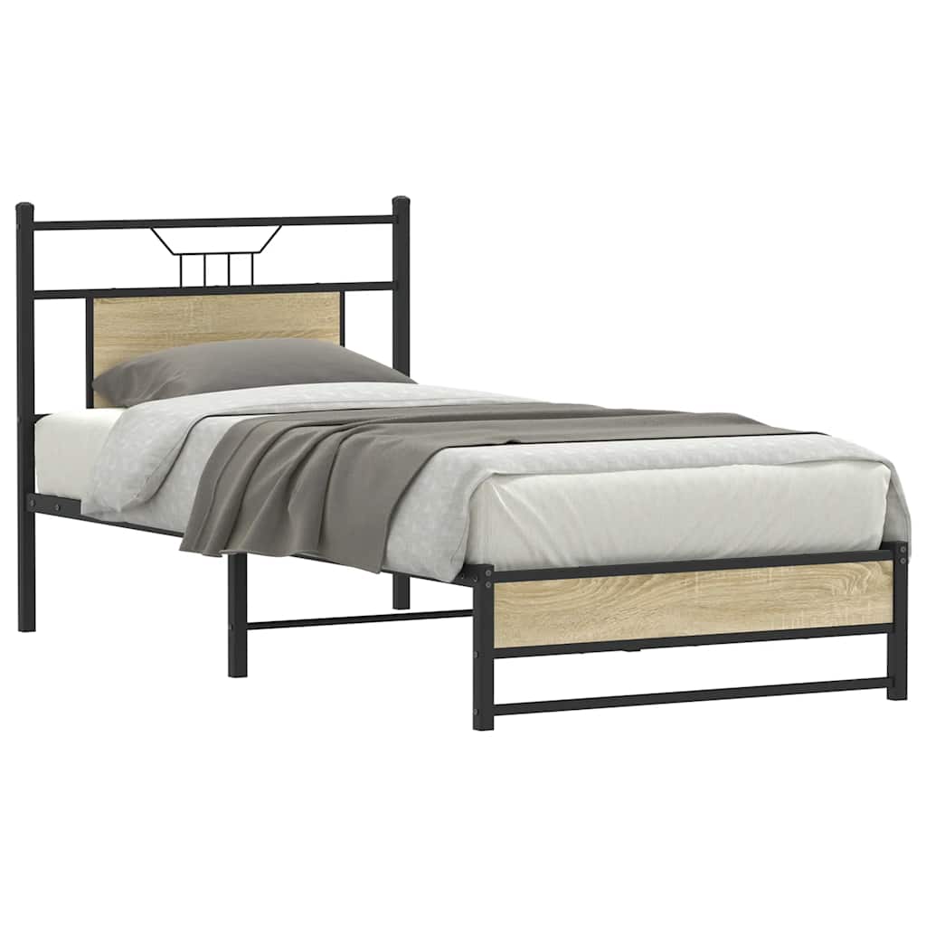 vidaXL Πλαίσιο Κρεβ. Χωρ. Στρώμα Sonoma Δρυς 90x200 εκ. Επεξ. Ξύλο