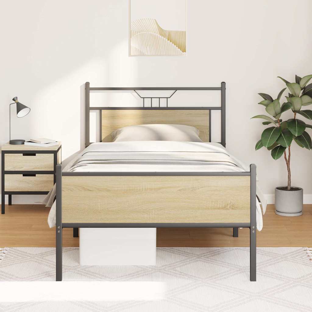 vidaXL Πλαίσιο Κρεβατιού Χωρ. Στρώμα Sonoma Δρυς 100x200εκ Επ. Ξύλο