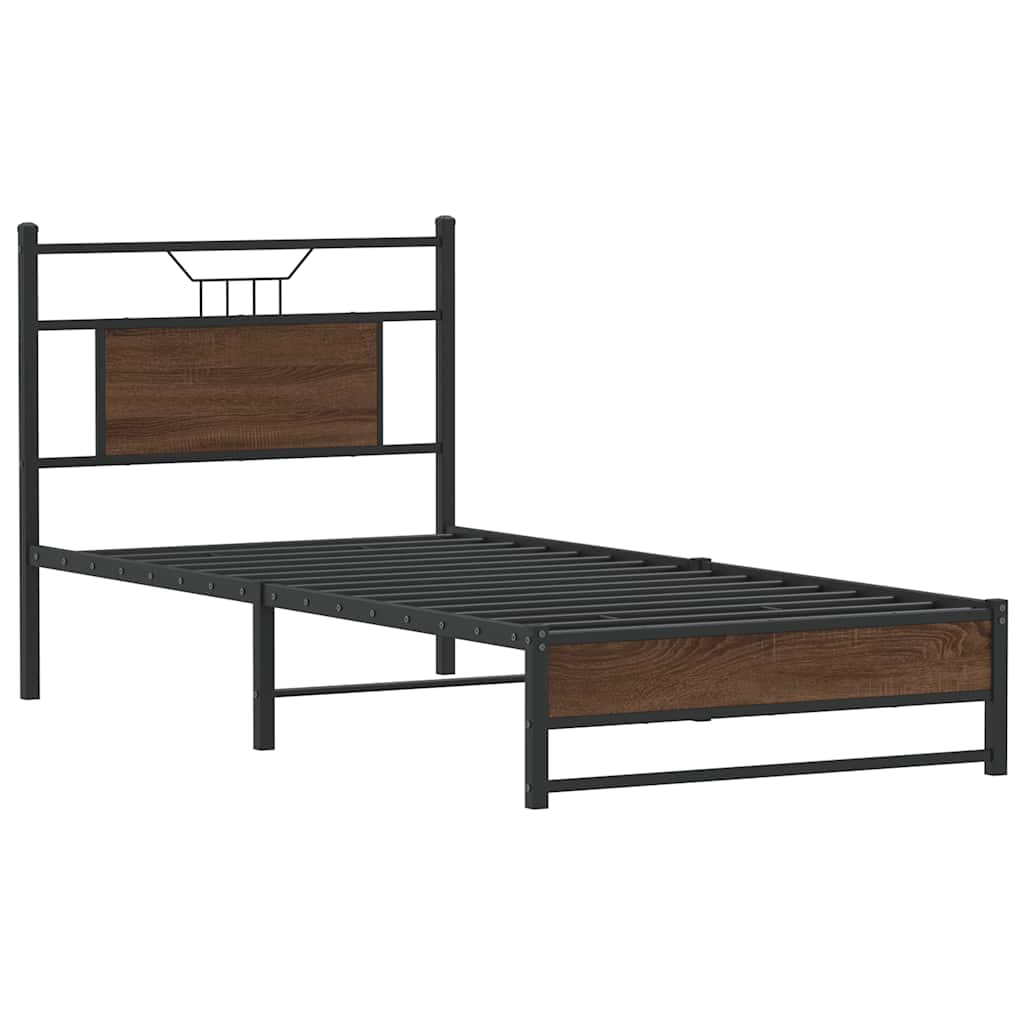 vidaXL Πλαίσιο Κρεβ. Χωρ. Στρώμα Καφέ Δρυς 90 x 190 εκ. Επεξ. Ξύλο