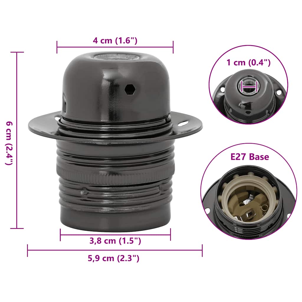 vidaXL Λαμπτήρες 2 τεμάχια γυαλιστερό μαύρο E27