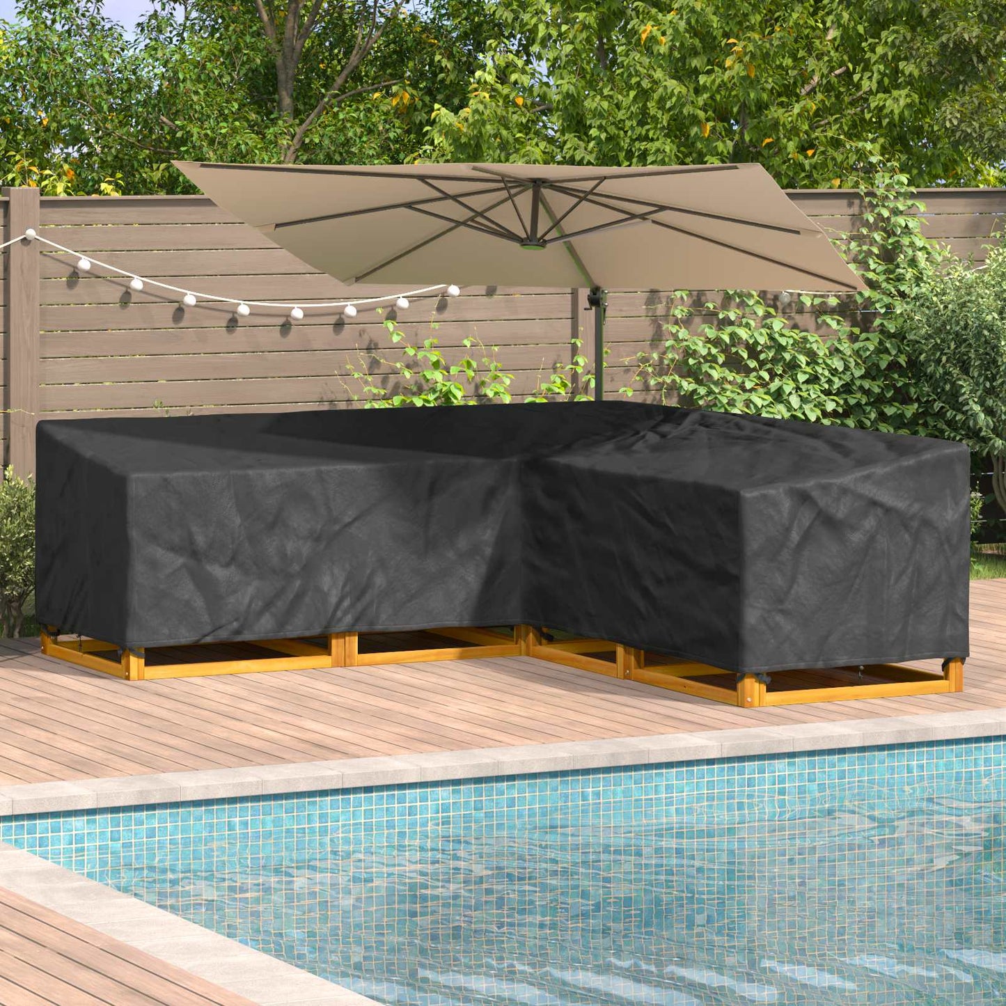 vidaXL Κάλυμμα επίπλων Μαύρο 255 x 255 x 80 εκ. Ύφασμα Oxford 420D