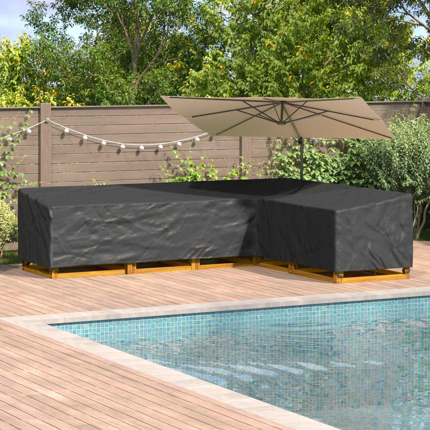 vidaXL Κάλυμμα επίπλων 355 x 275 x 80 εκ. Ύφασμα Oxford 600D Σχήμα L