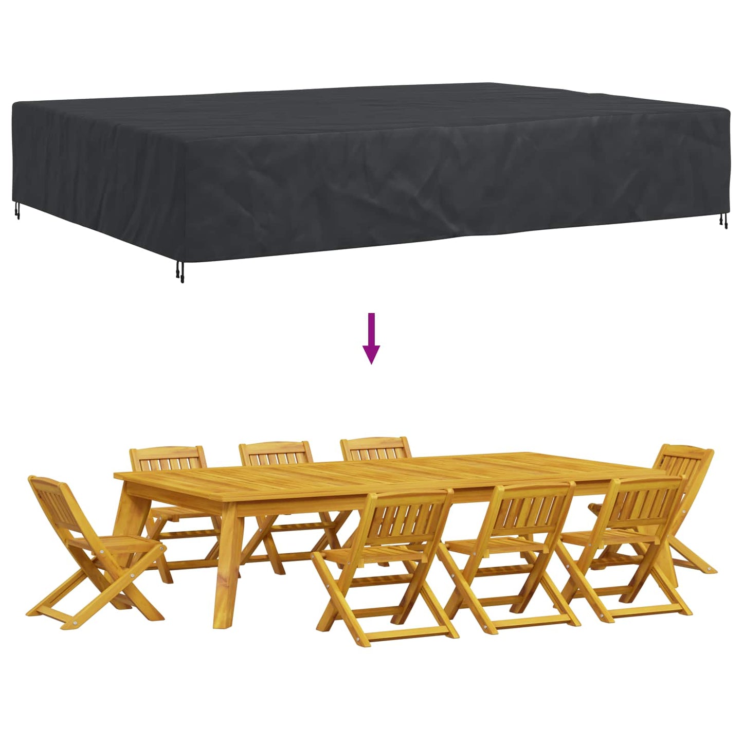 vidaXL Κάλυμμα επίπλων Μονόχρωμο Μαύρο 400 x 300 x 70 cm 210D