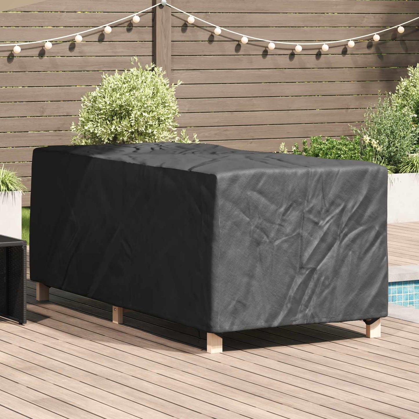 vidaXL Κάλυμμα Ξαπλώστρας Μονόχρωμο Μαύρο 205 x 100 x 70 εκ ύφασμα