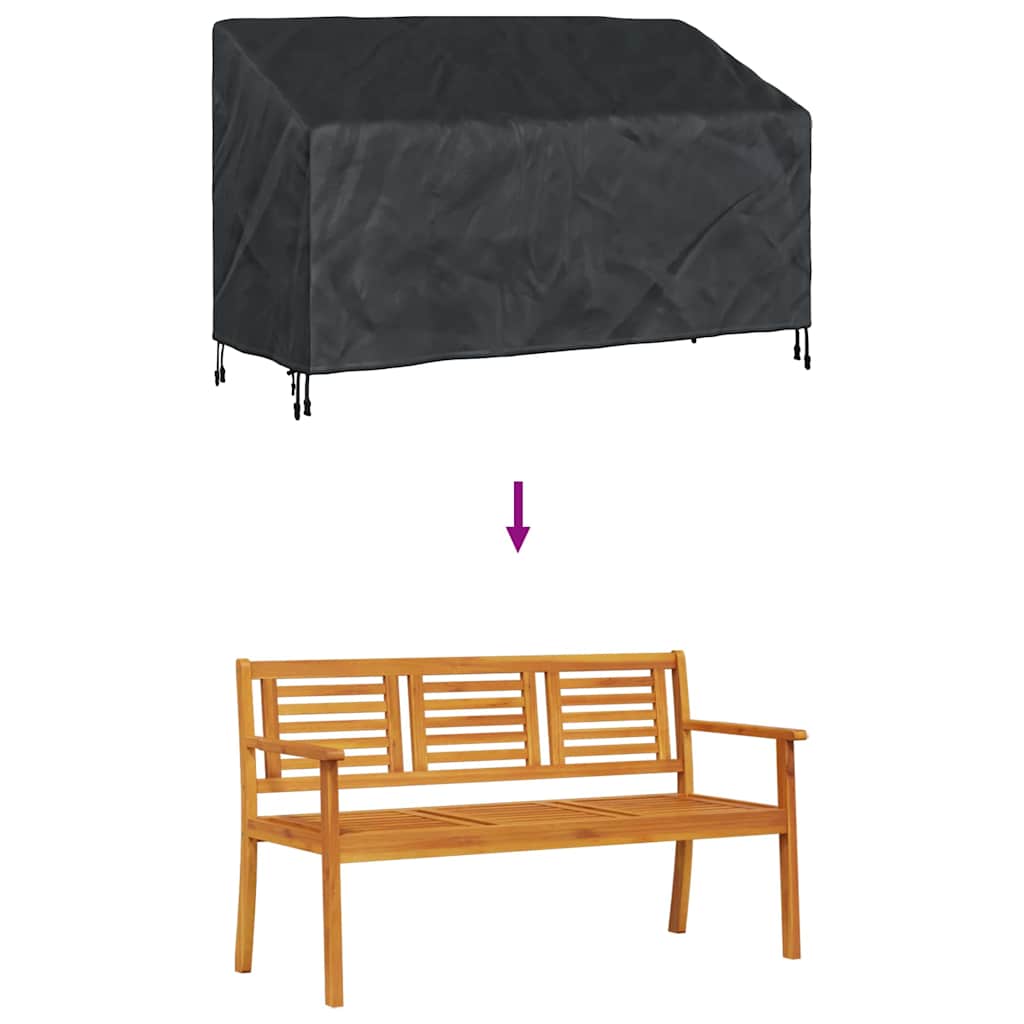 vidaXL Κάλυμμα Παγκάκι Κήπου Μαύρο 165 x 70 x 65 / 94 cm Ύφασμα 210D