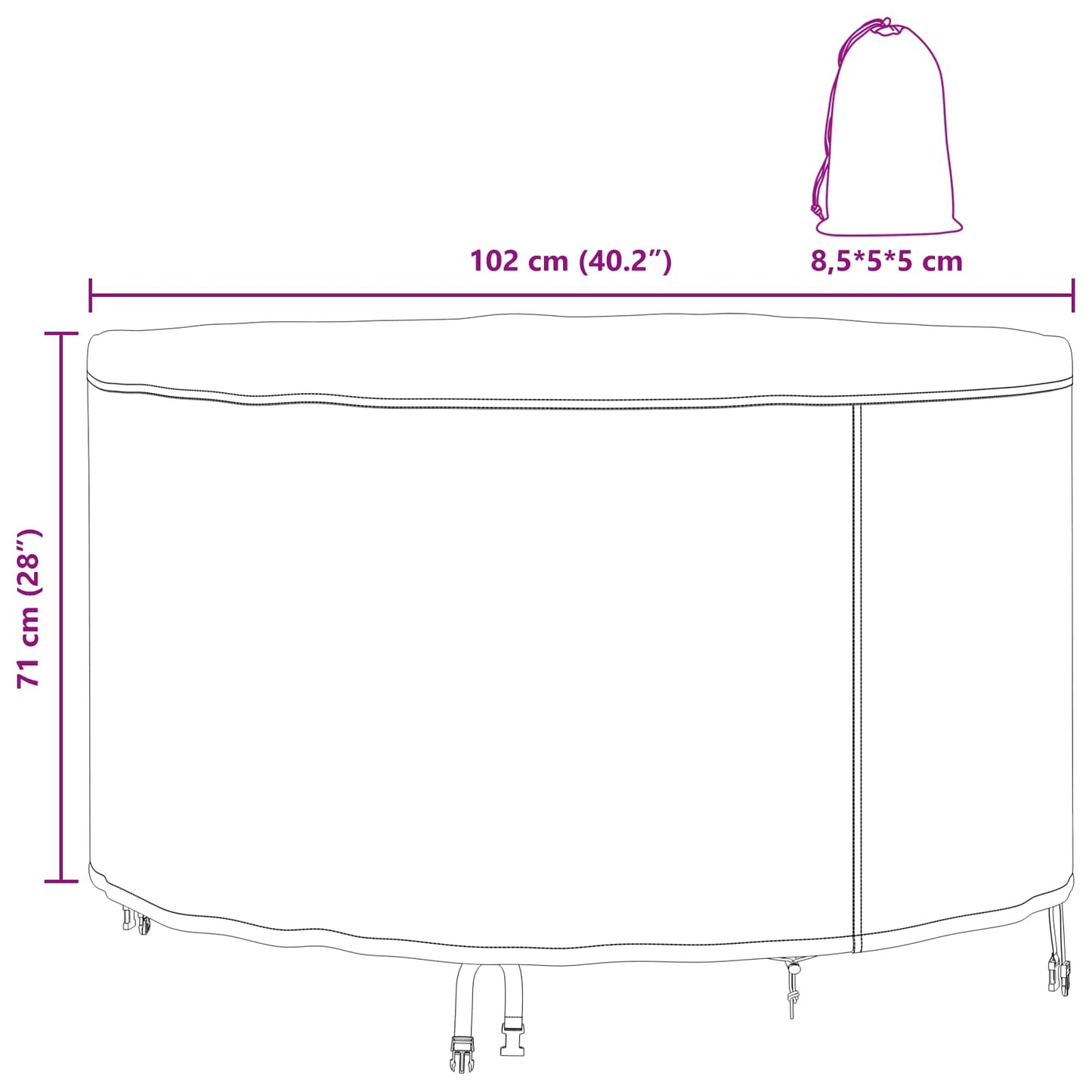 vidaXL Κάλυμμα επίπλων εξωτερικού χώρου 102 x 102 x 71 εκ. Ύφασμα 600D